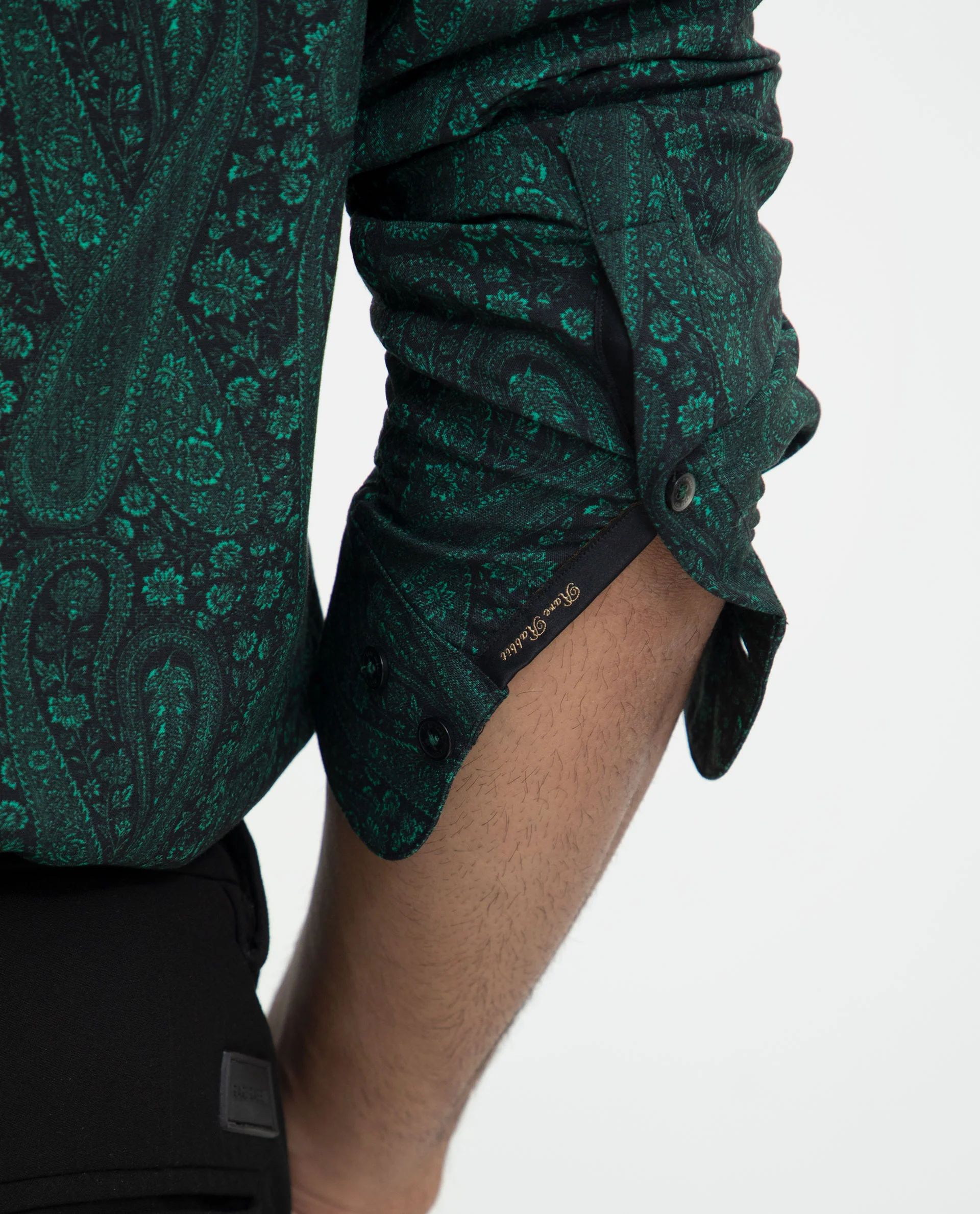 Rare Rabbit Men's Pat Green Viscose Paisley Print Regular Fit Full Sleeve Collared Shirt - Image 5