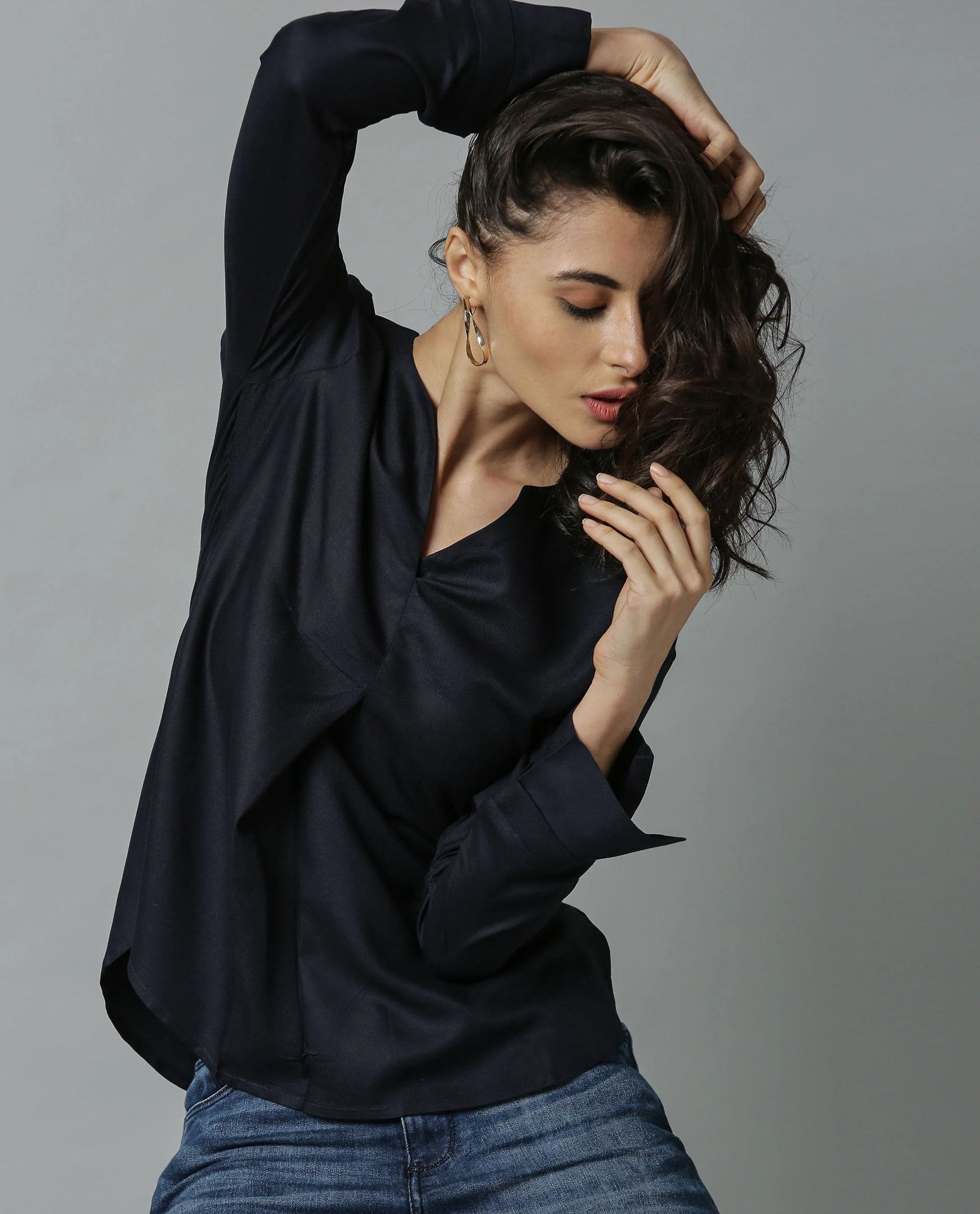 Rareism Women Paul-Rz Navy Top Full Sleeves Solid - Image 2