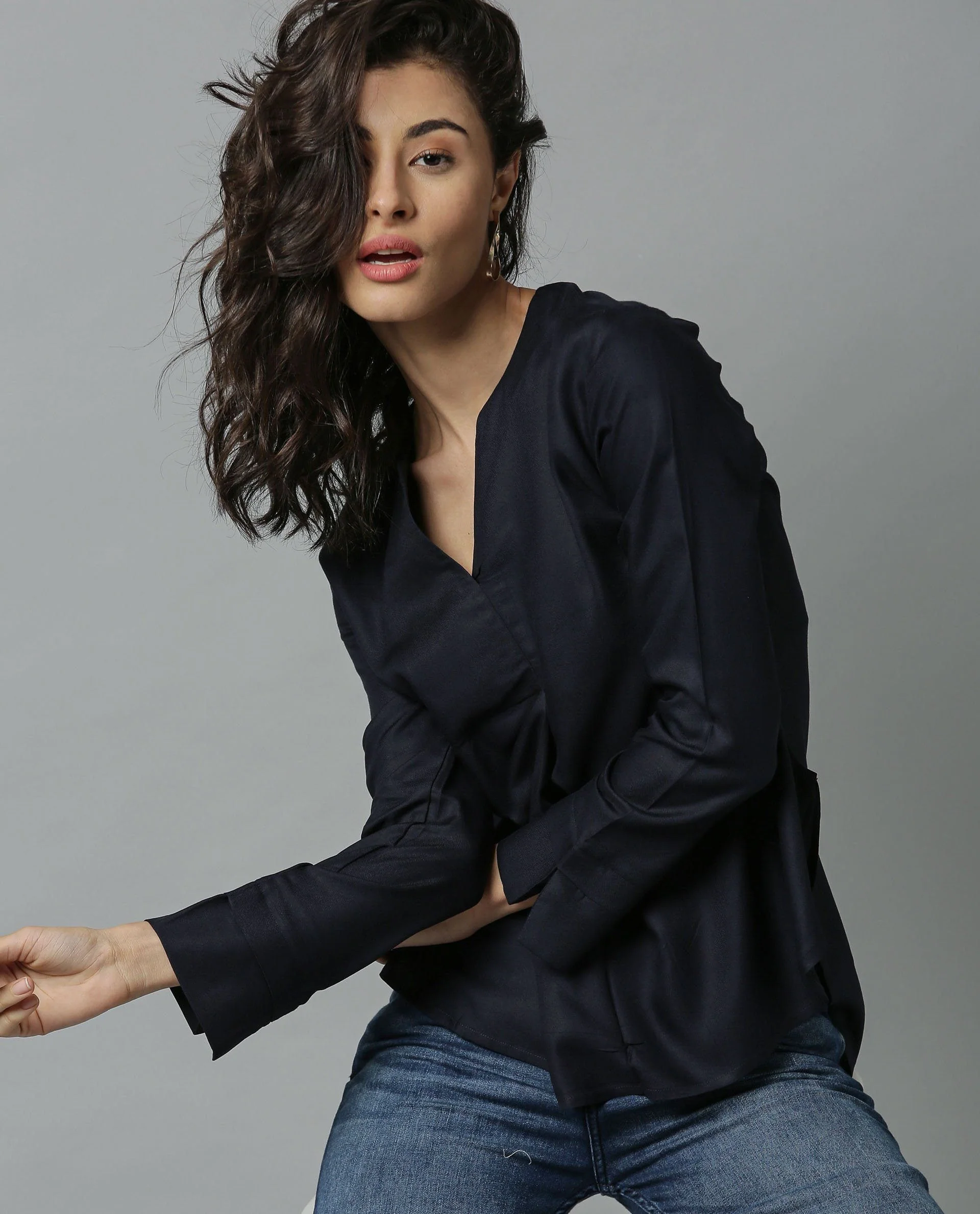 Rareism Women Paul-Rz Navy Top Full Sleeves Solid - Image 4