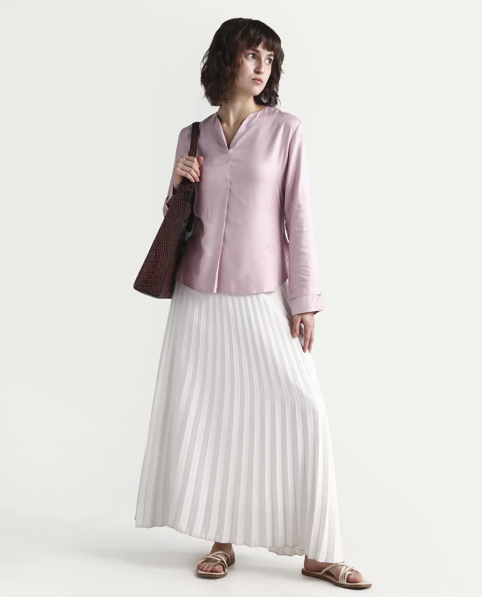 Rareism Women Paul-Rz Pink Top Full Sleeves Solid - Image 2