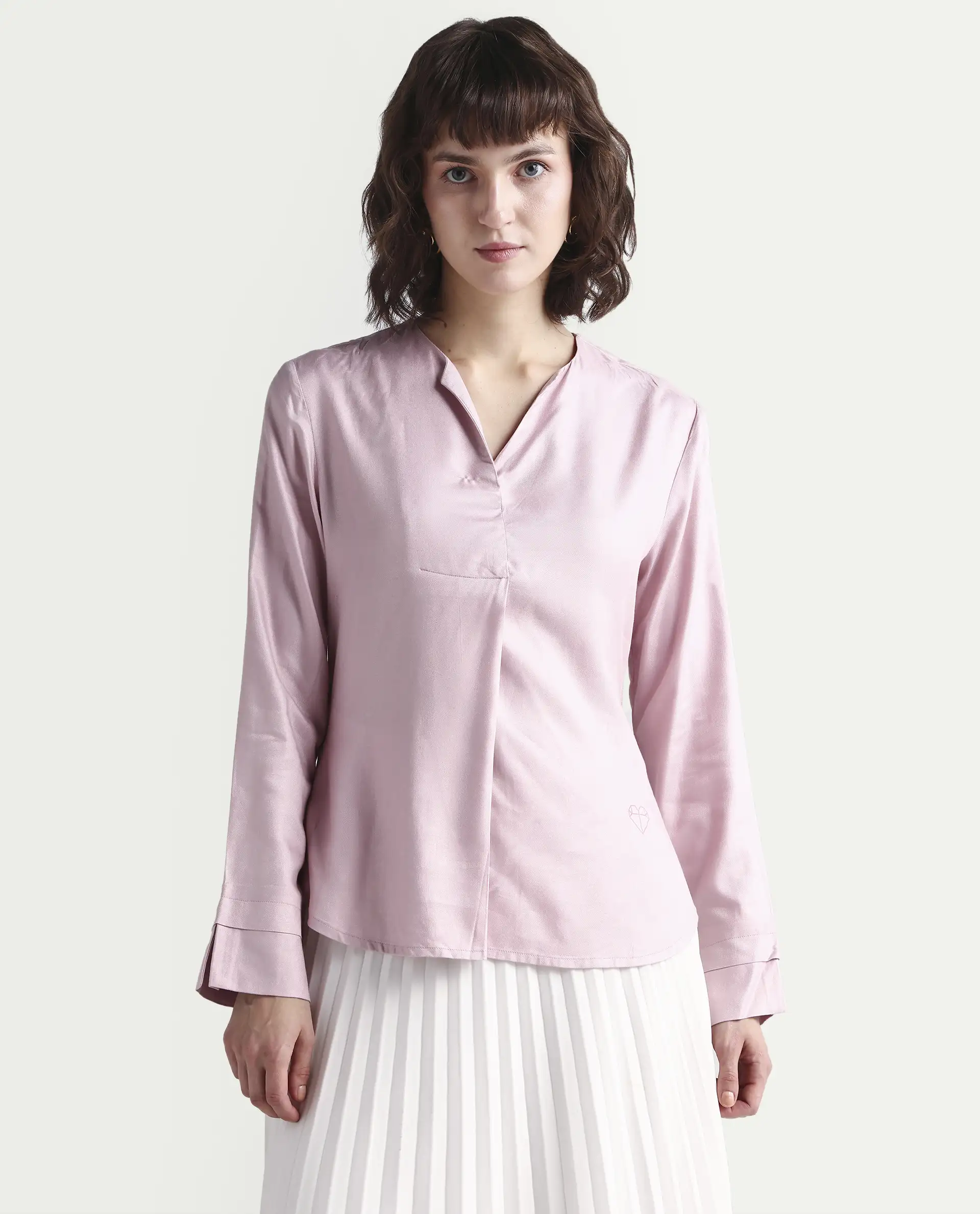 Rareism Women Paul-Rz Pink Top Full Sleeves Solid - Image 3