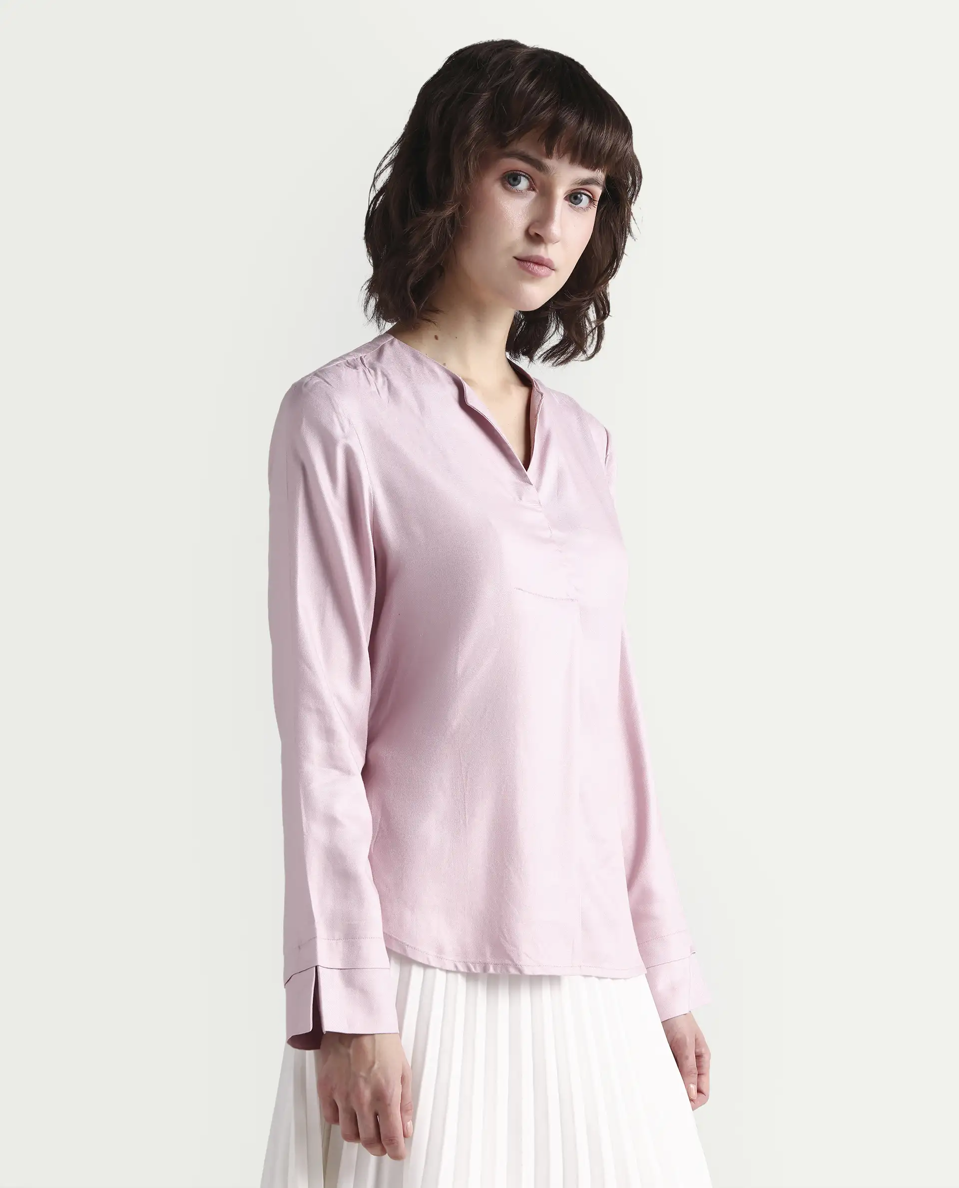 Rareism Women Paul-Rz Pink Top Full Sleeves Solid - Image 8