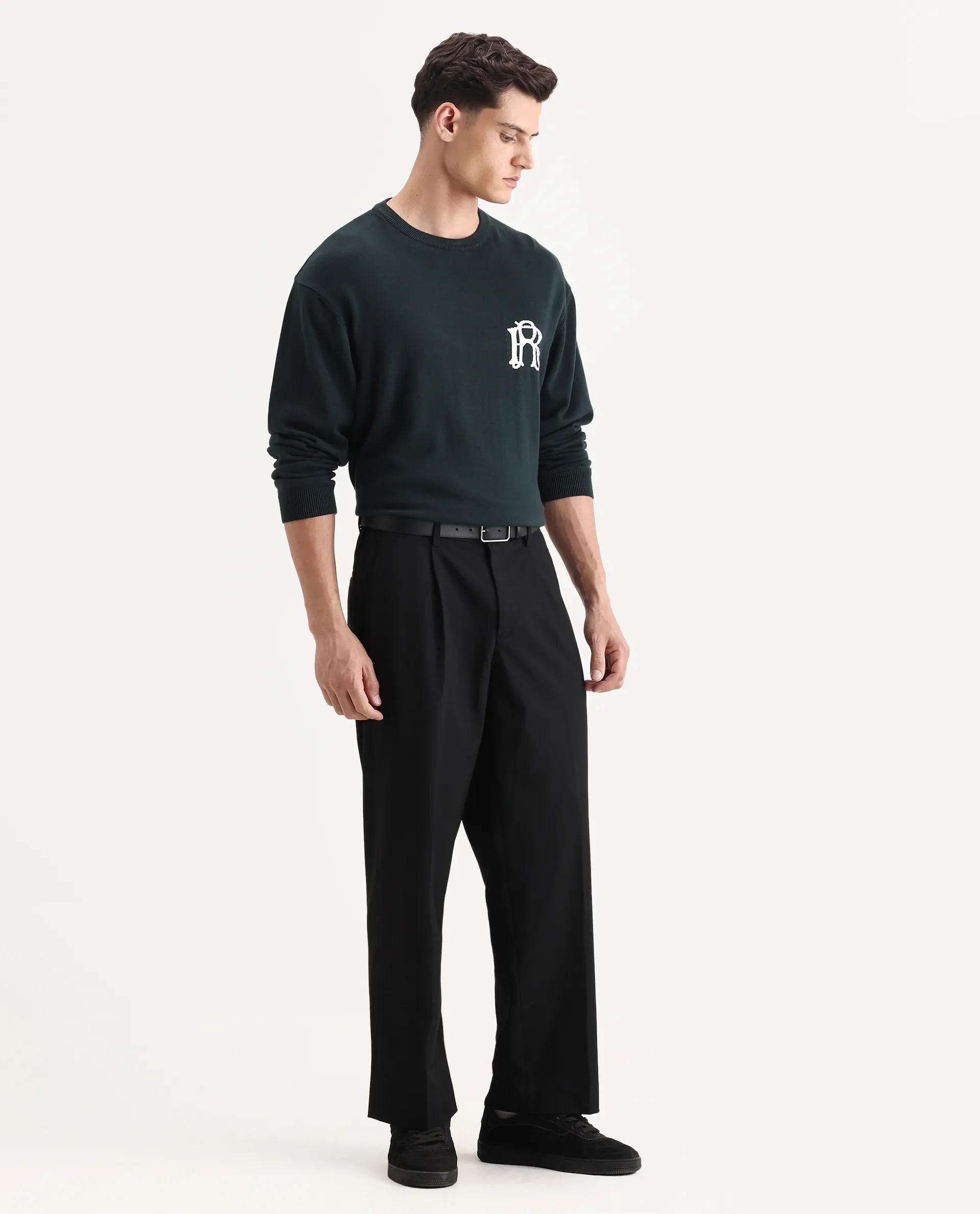 Rare Rabbit Men Pauls Black Polyester Blend Fabric Button Closure Plain Trouser - Image 6