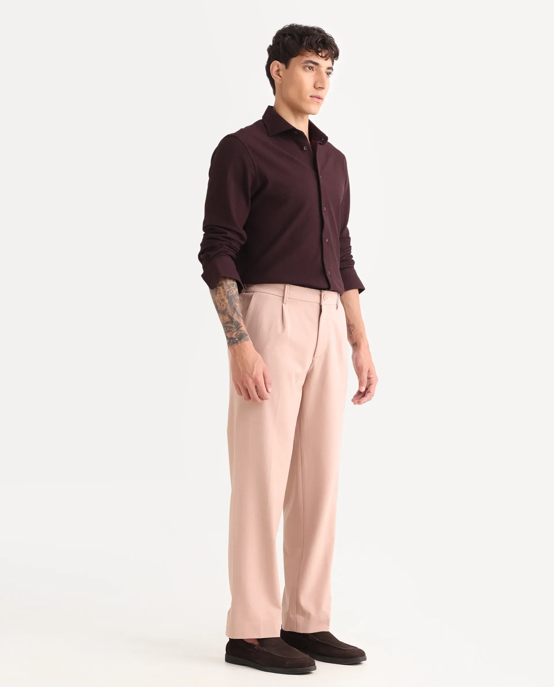 Rare Rabbit Men Pauls Tan Polyester Blend Fabric Button Closure Plain Trouser - Image 6