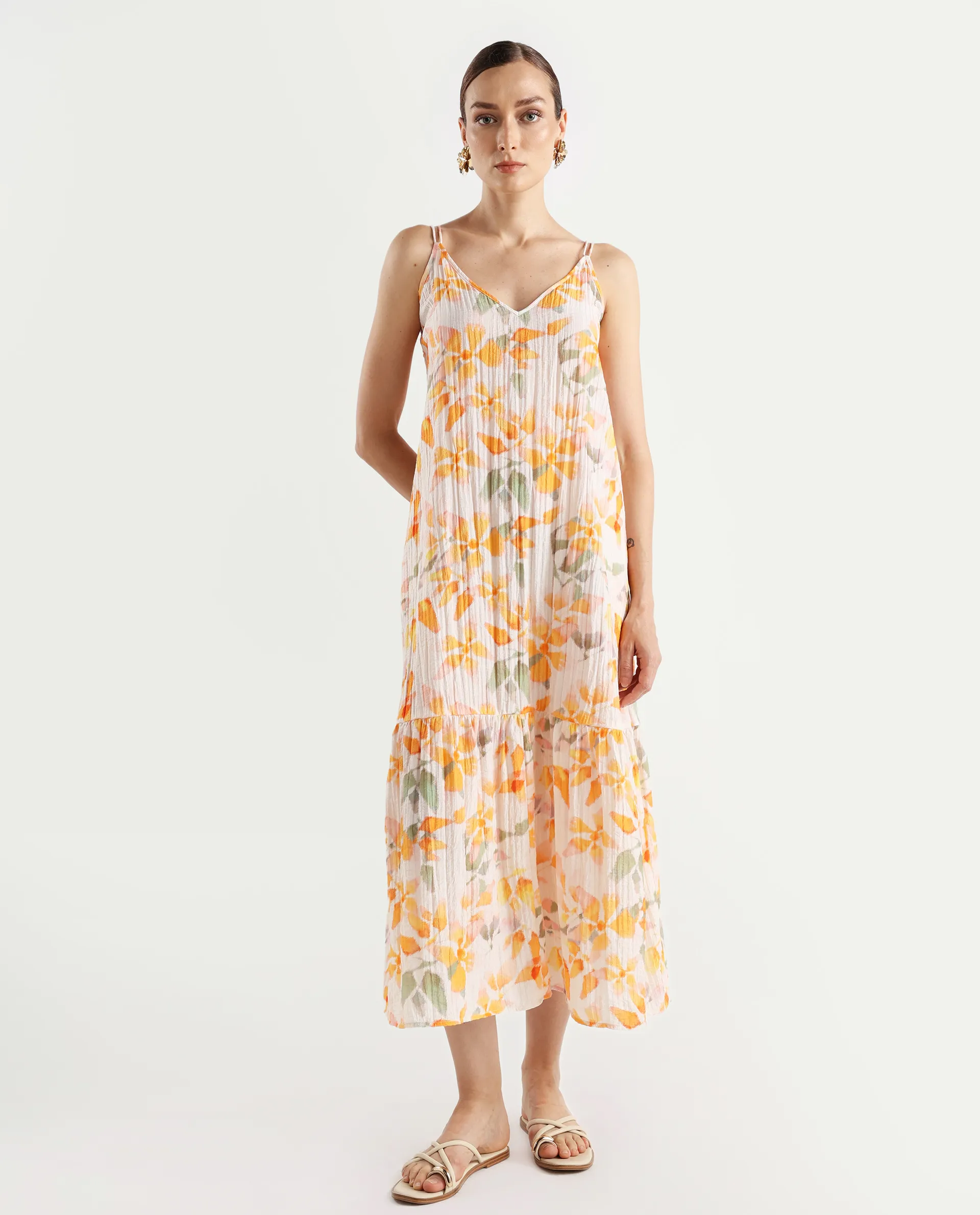 Rareism Women's Pavia Multi Nylon Blend Shoulder Strap Floral Print Sleeveless Maxi Regular Fit Dress - Image 2