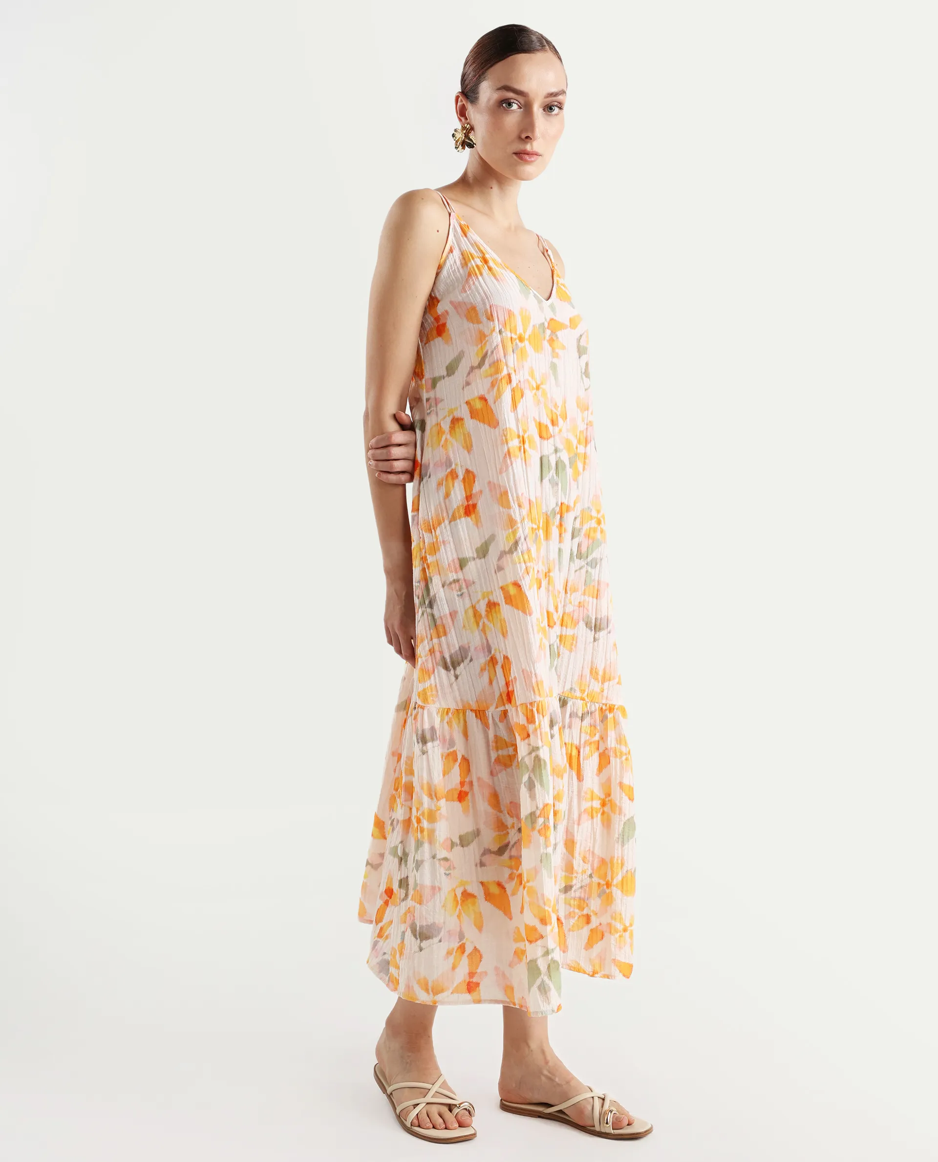 Rareism Women's Pavia Multi Nylon Blend Shoulder Strap Floral Print Sleeveless Maxi Regular Fit Dress - Image 5