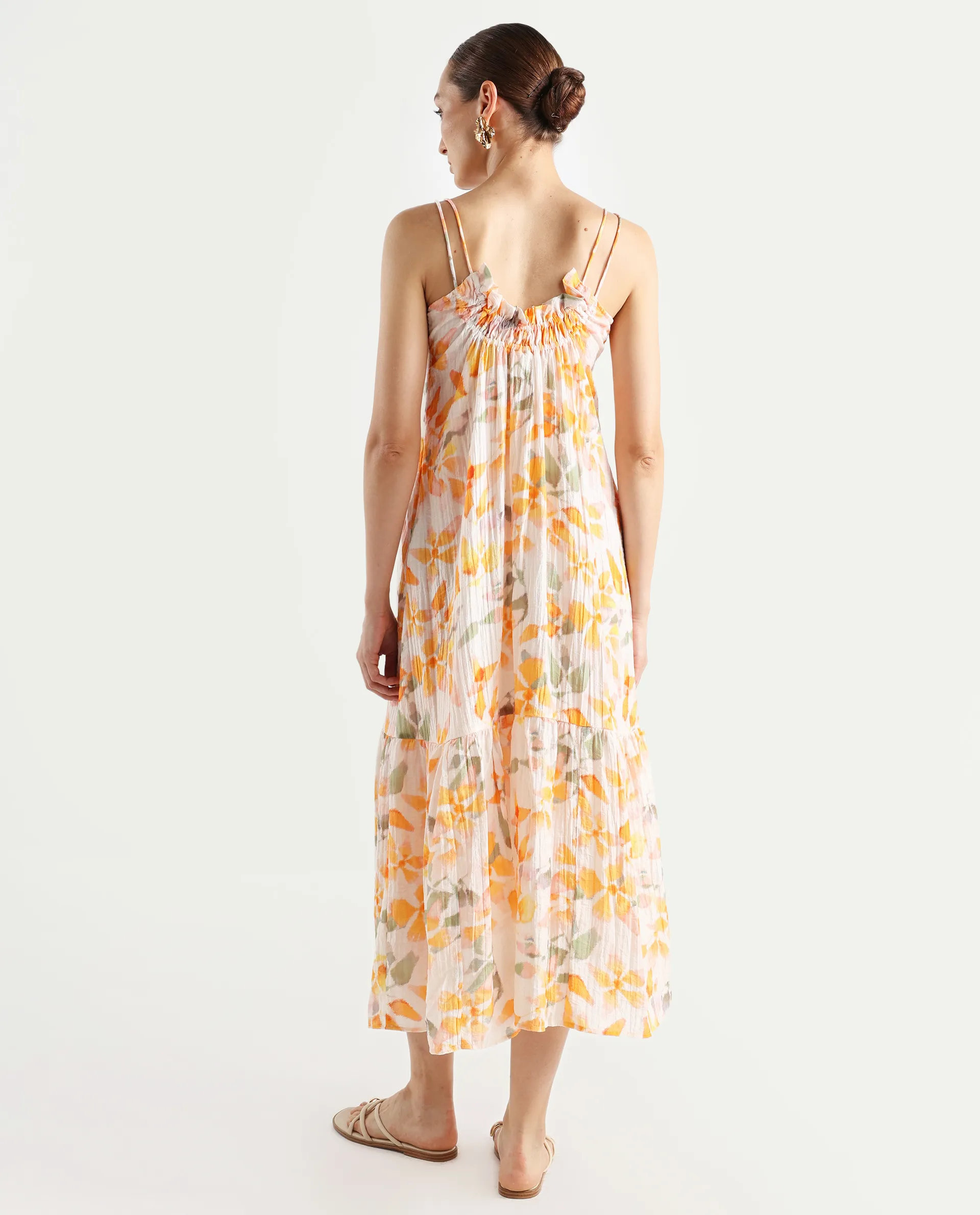 Rareism Women's Pavia Multi Nylon Blend Shoulder Strap Floral Print Sleeveless Maxi Regular Fit Dress - Image 6