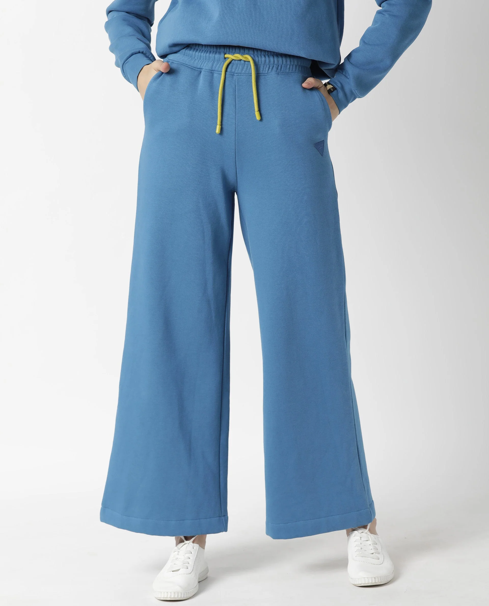 Rareism Women's Pazo-1 Blue Polyester Blend Plain Ankle Length Relaxed Fit Track Pant - Image 7