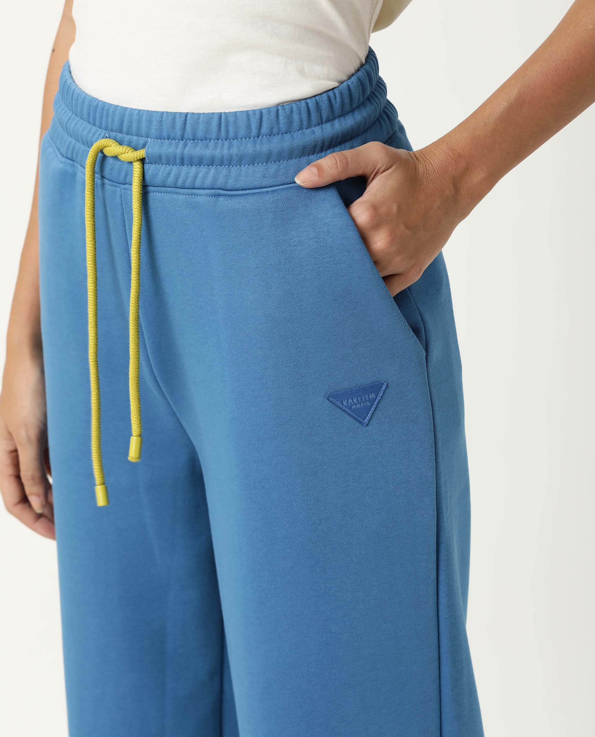 Rareism Women's Pazo-1 Blue Polyester Blend Plain Ankle Length Relaxed Fit Track Pant - Image 8