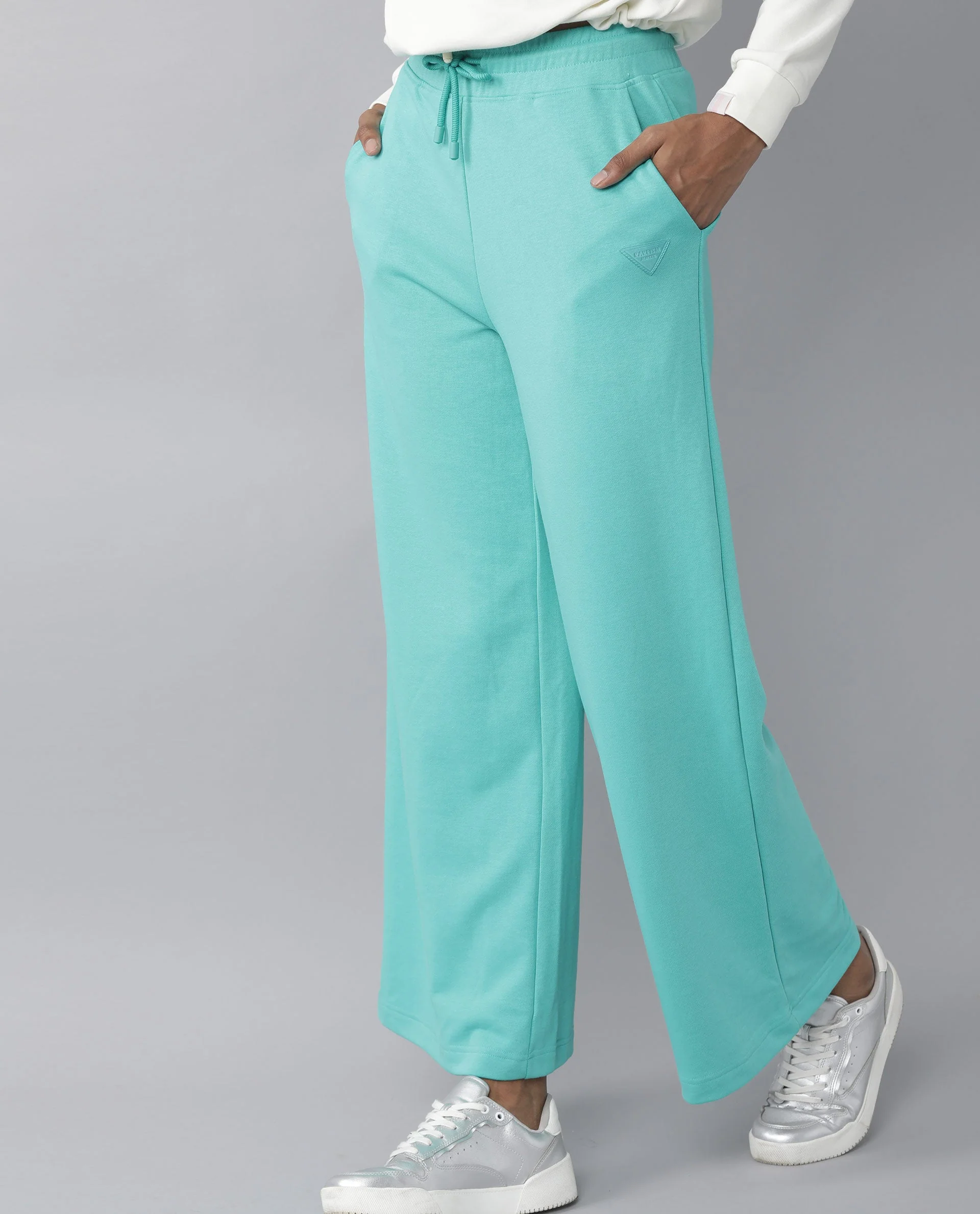 Rareism Women's Pazo-1 Turq Polyester Blend Plain Ankle Length Relaxed Fit Track Pant - Image 5