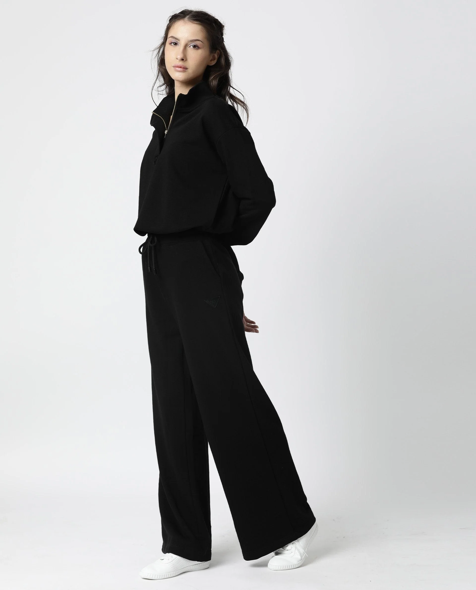 Rareism Women's Plain Trackpant Polyester Blend Plain Ankle Length Relaxed Fit Track Pant