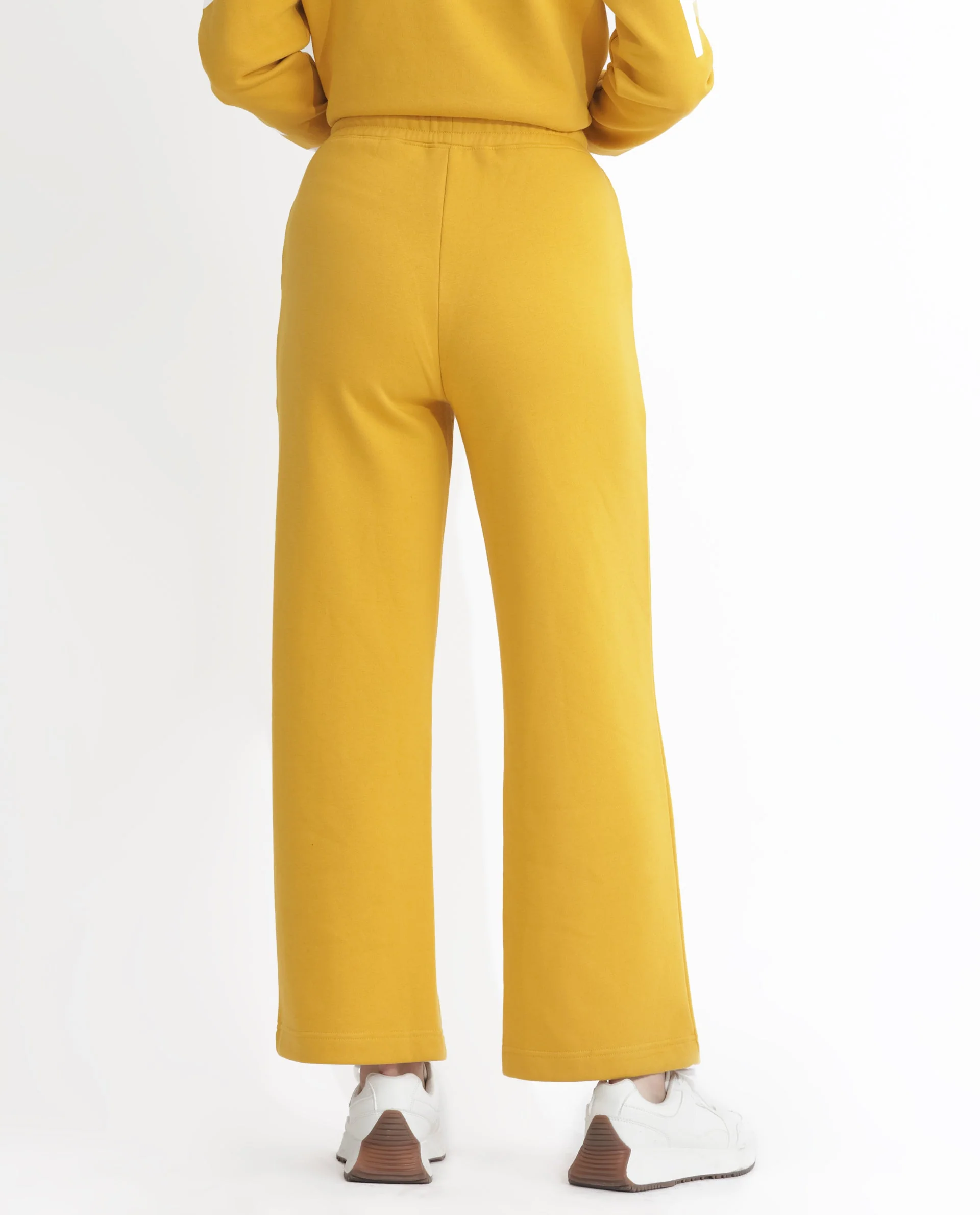 Rareism Women's Pazoo F Mustard Cotton Blend Plain Ankle Length Flared Track Pant - Image 10