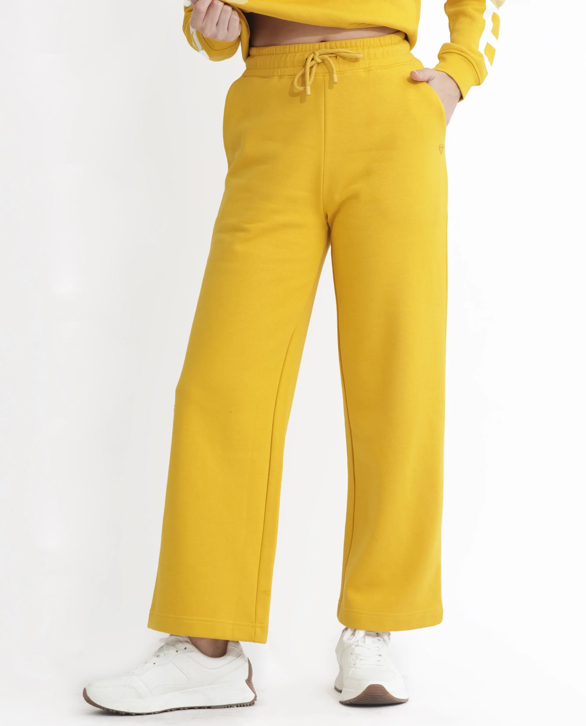 Rareism Women's Pazoo F Mustard Cotton Blend Plain Ankle Length Flared Track Pant - Image 7