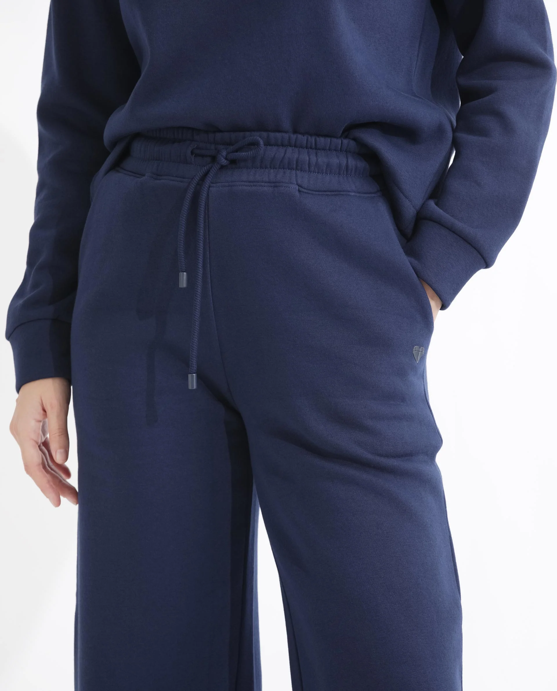 Rareism Women's Pazoo F Navy Cotton Blend Plain Ankle Length Flared Track Pant - Image 3