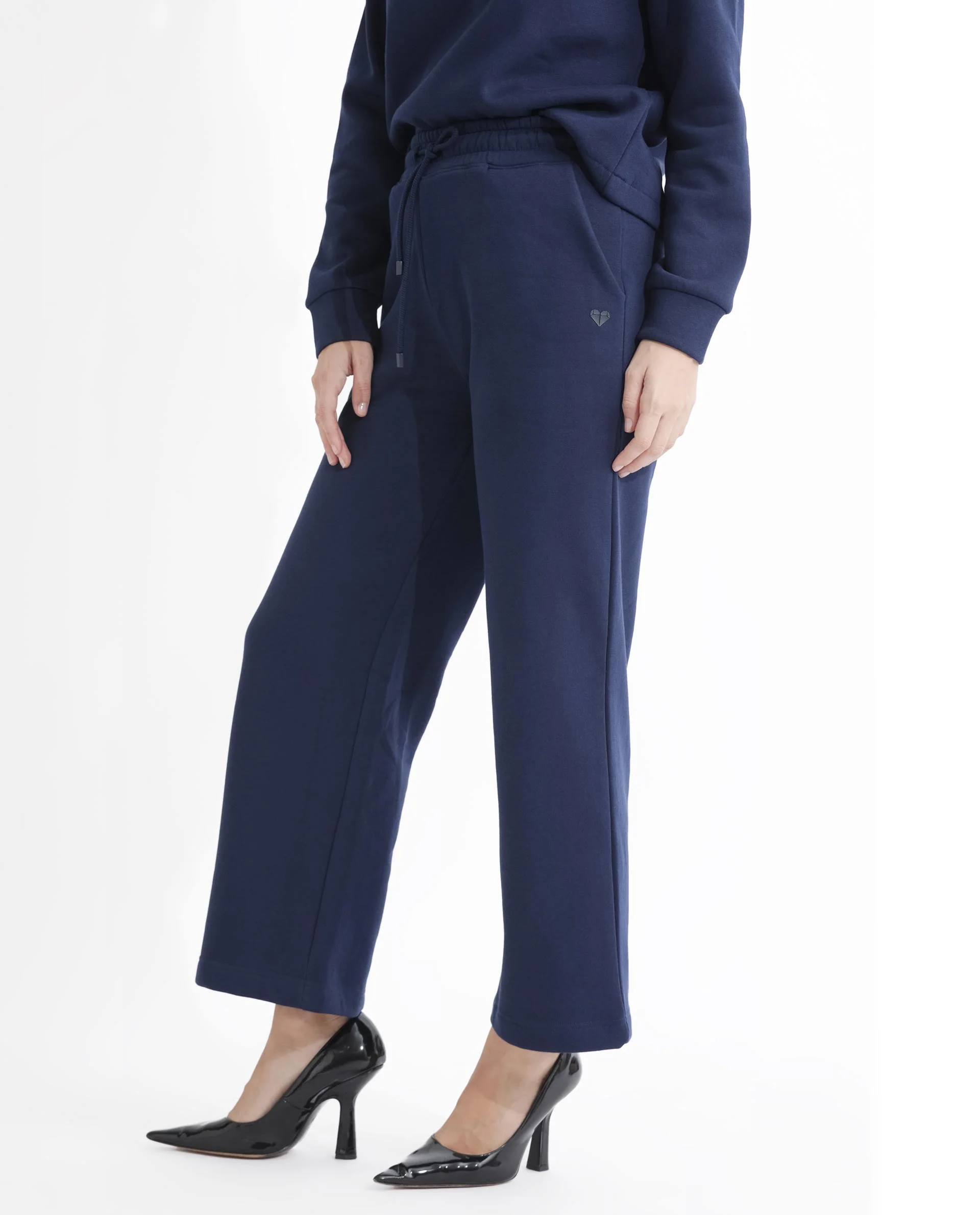 Rareism Women's Pazoo F Navy Cotton Blend Plain Ankle Length Flared Track Pant - Image 5