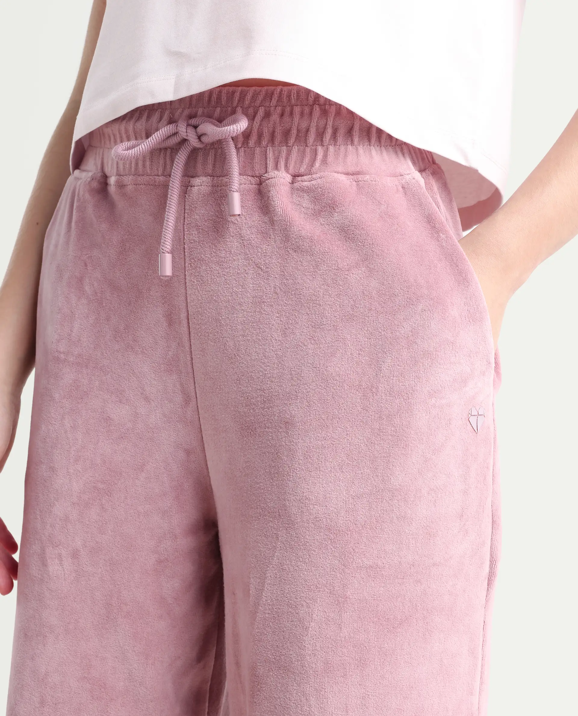 Rareism Women's Pazoo Tt Dusky Pink Cotton Blend Plain Ankle Length Flared Track Pant - Image 4