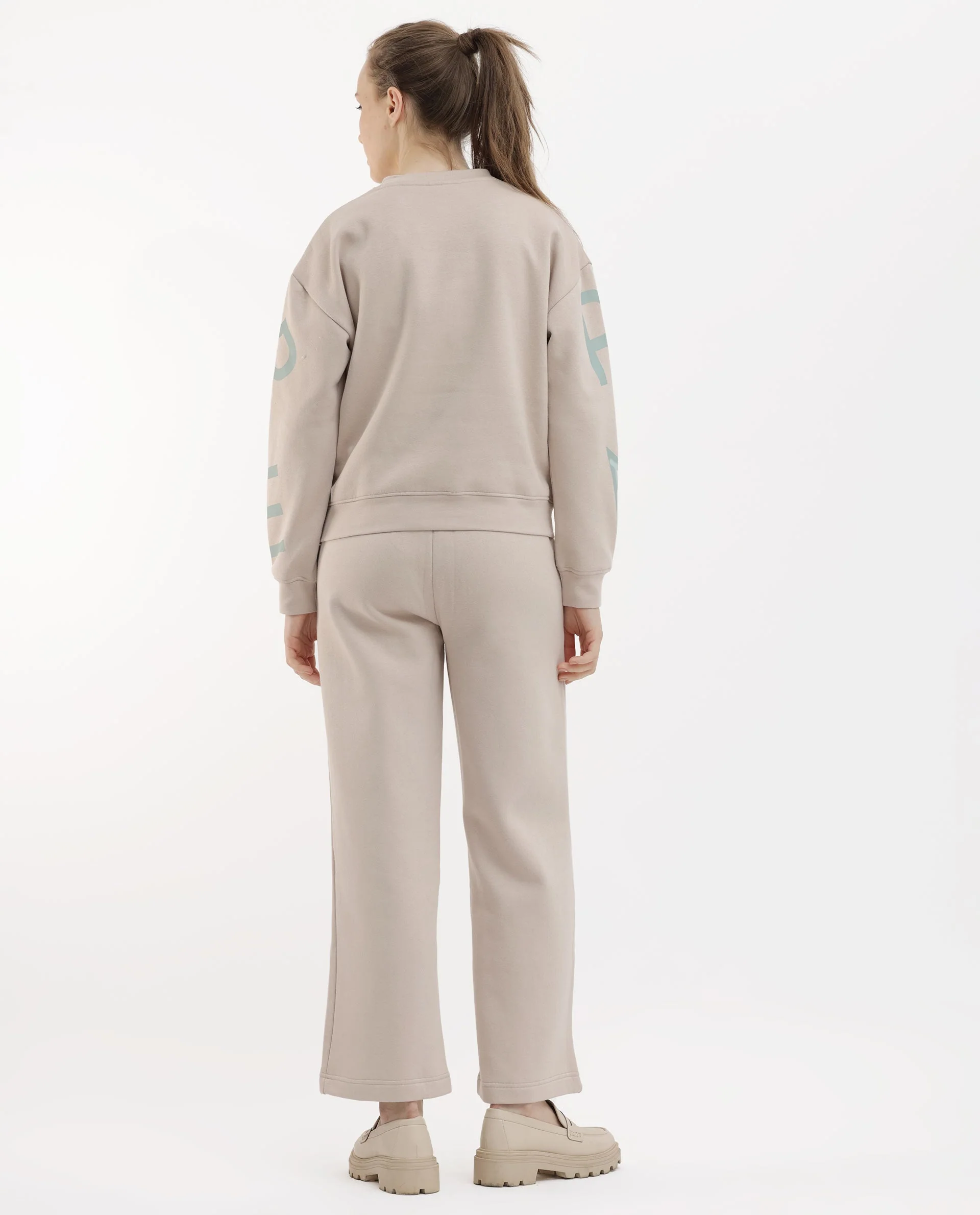 Rareism Women's Pazoo F Beige Cotton Blend Plain Ankle Length Flared Track Pant - Image 10
