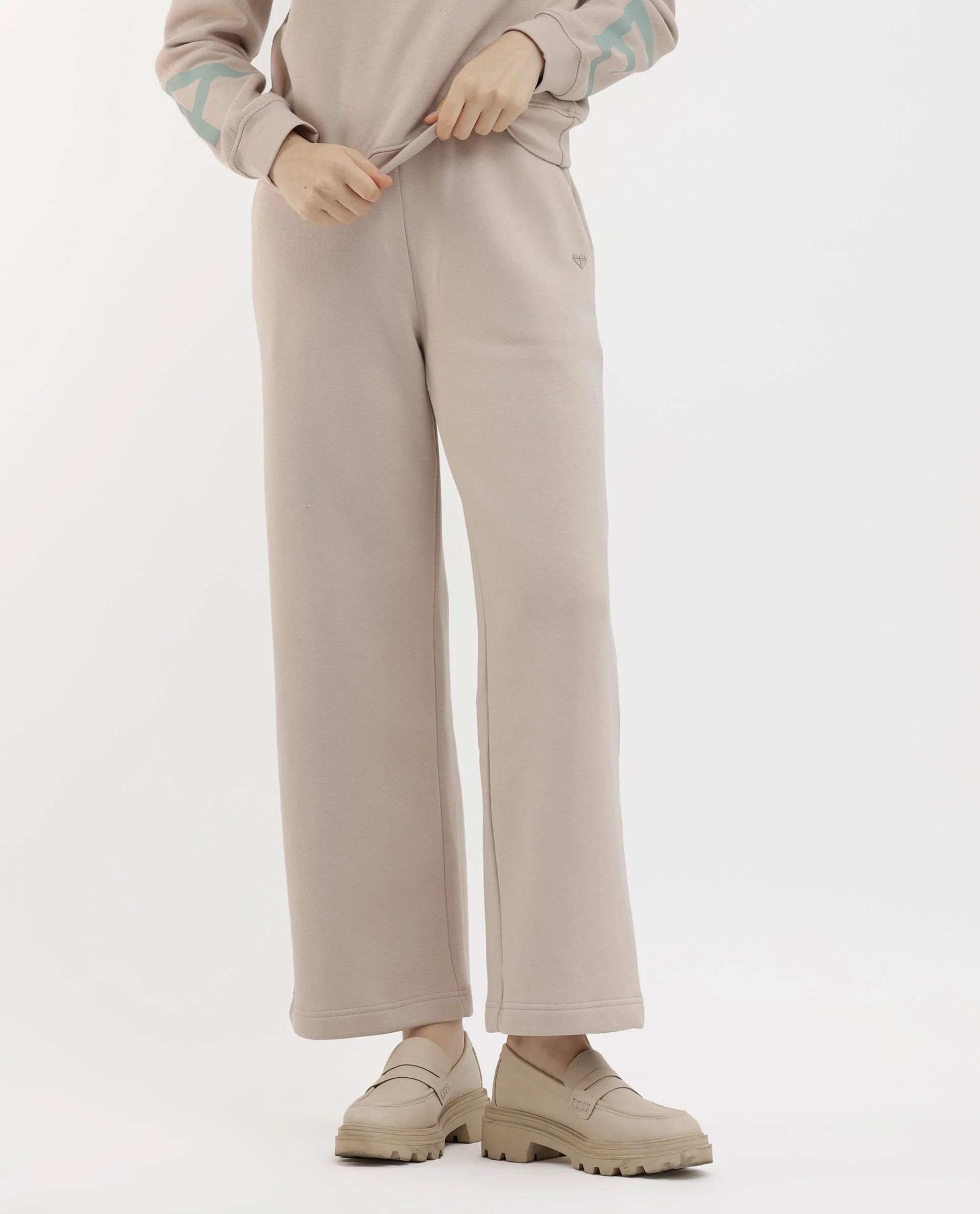 Rareism Women's Pazoo F Beige Cotton Blend Plain Ankle Length Flared Track Pant - Image 9