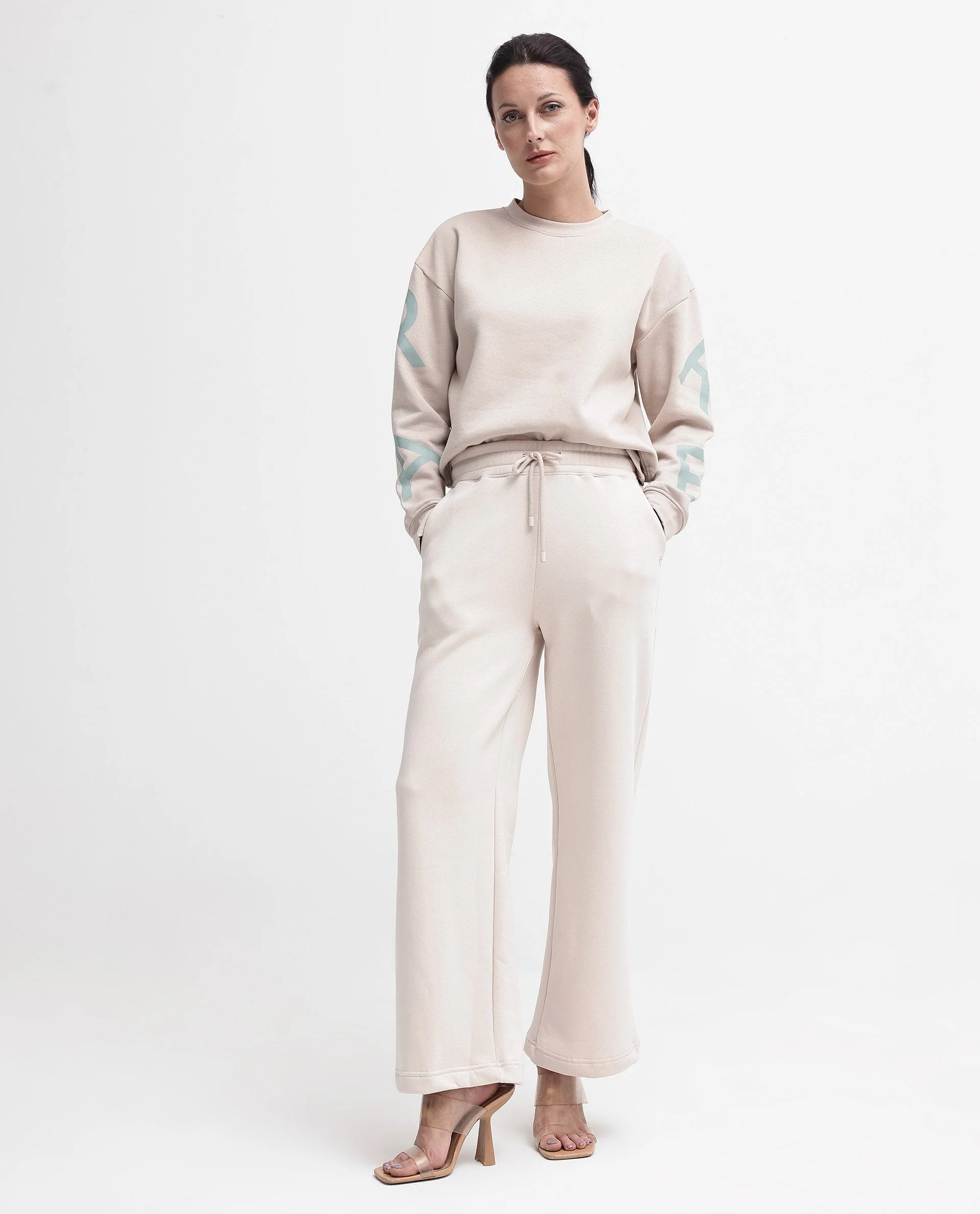 Rareism Women's Pazoo P Beige Cotton Blend Plain Ankle Length Flared Track Pant - Image 2