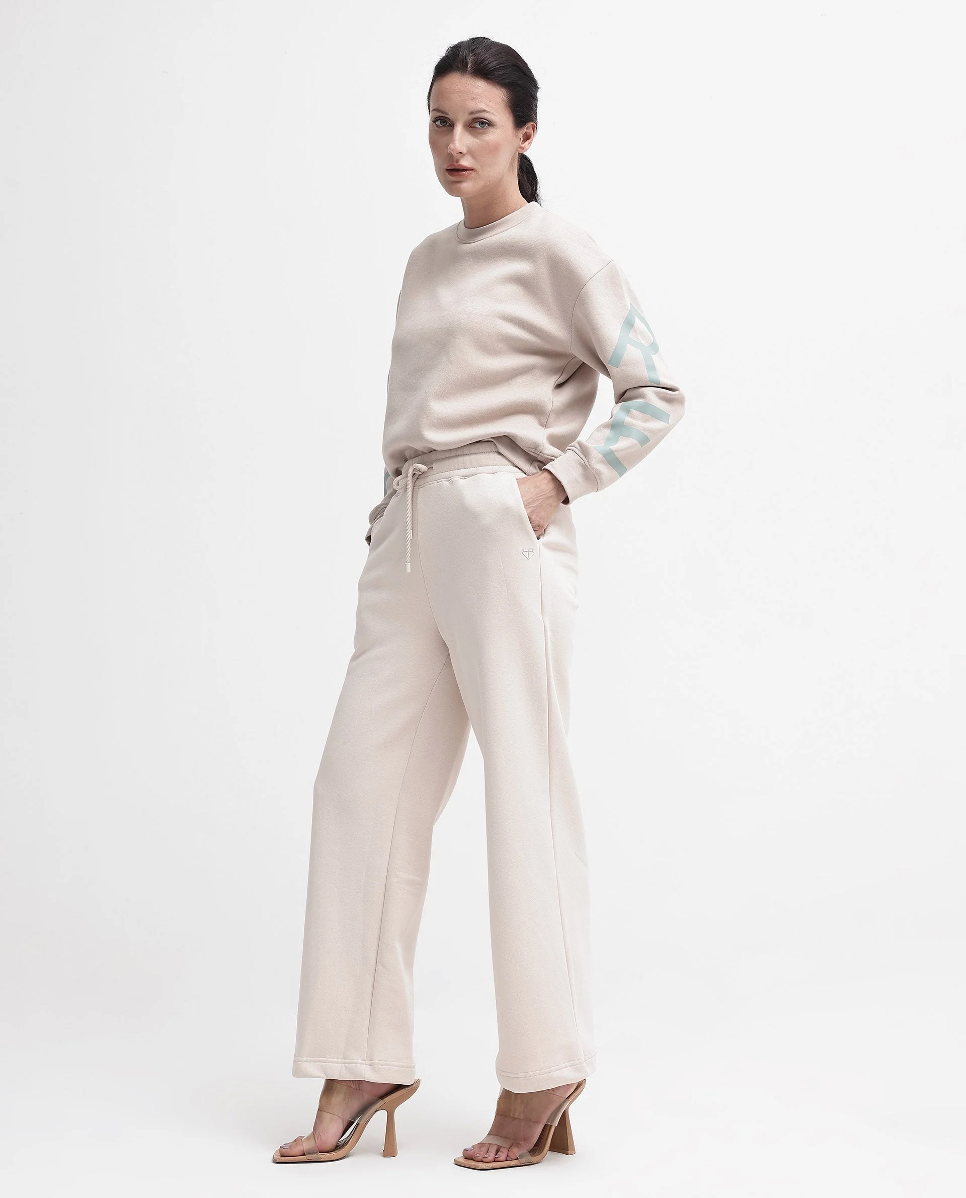 Rareism Women's Pazoo P Beige Cotton Blend Plain Ankle Length Flared Track Pant - Image 7