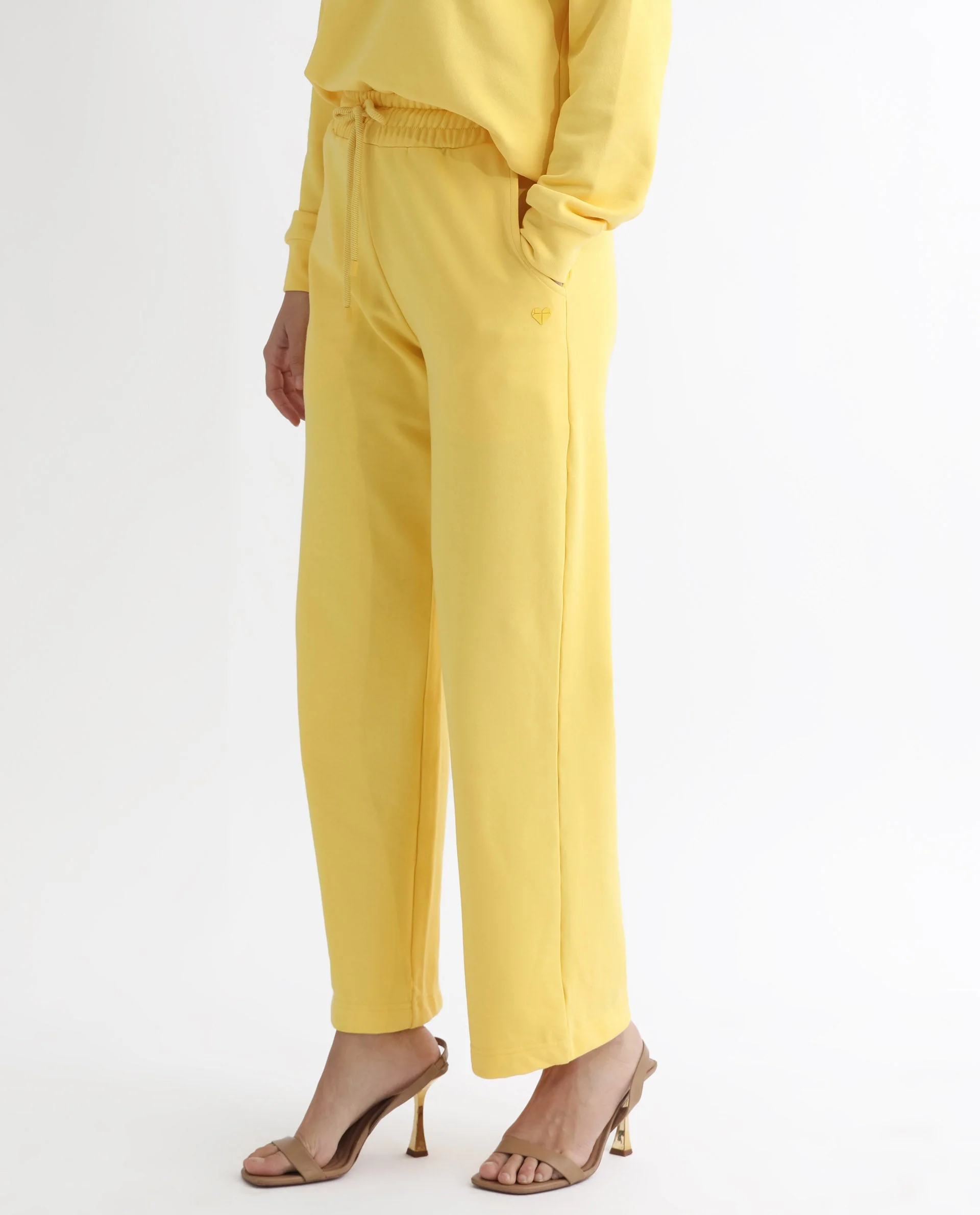 Rareism Women's Pazoo T Yellow Cotton Blend Plain Ankle Length Flared Track Pant - Image 3
