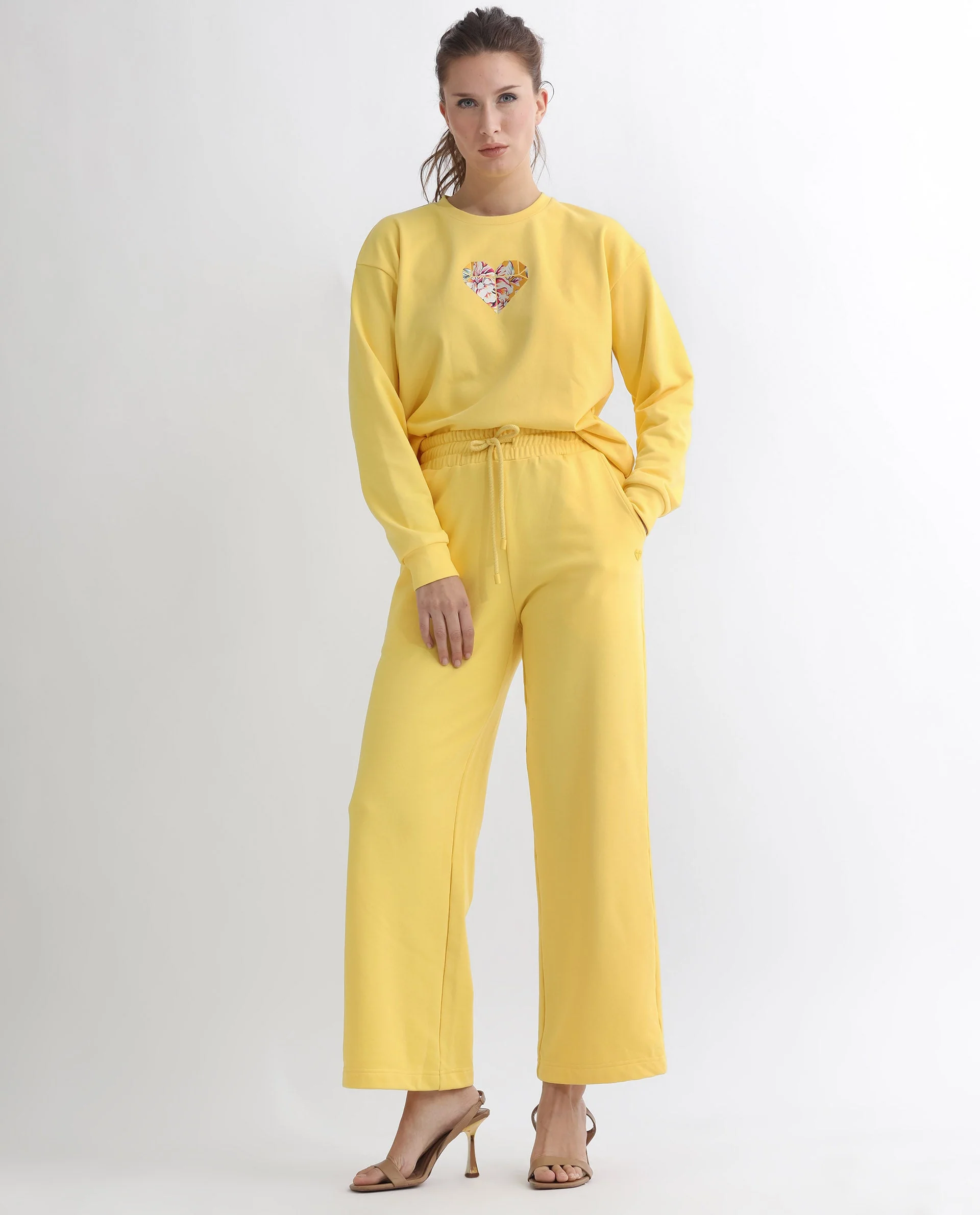 Rareism Women's Pazoo T Yellow Cotton Blend Plain Ankle Length Flared Track Pant - Image 7
