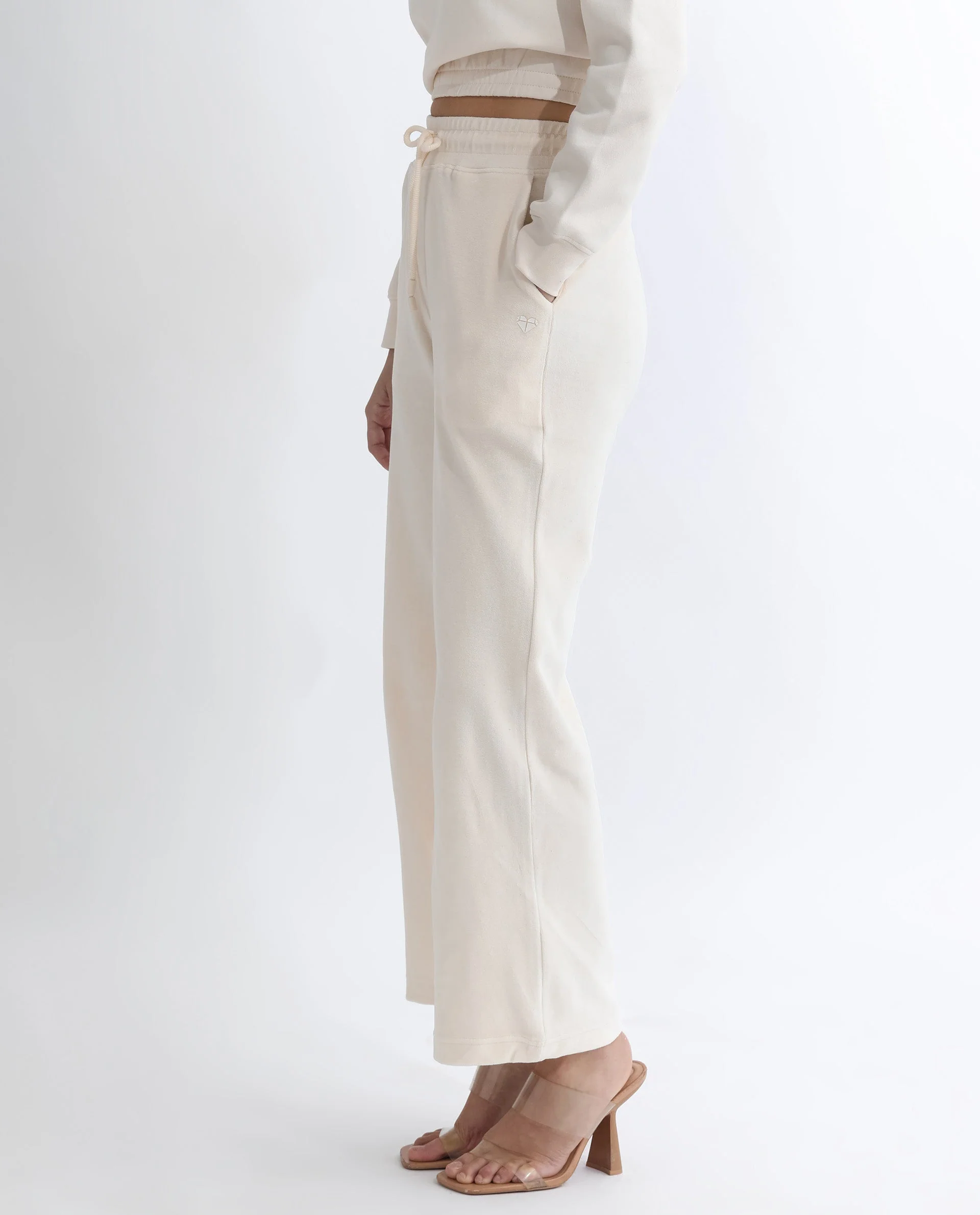 Rareism Women's Pazoo Tt Beige Cotton Blend Plain Ankle Length Flared Track Pant - Image 8