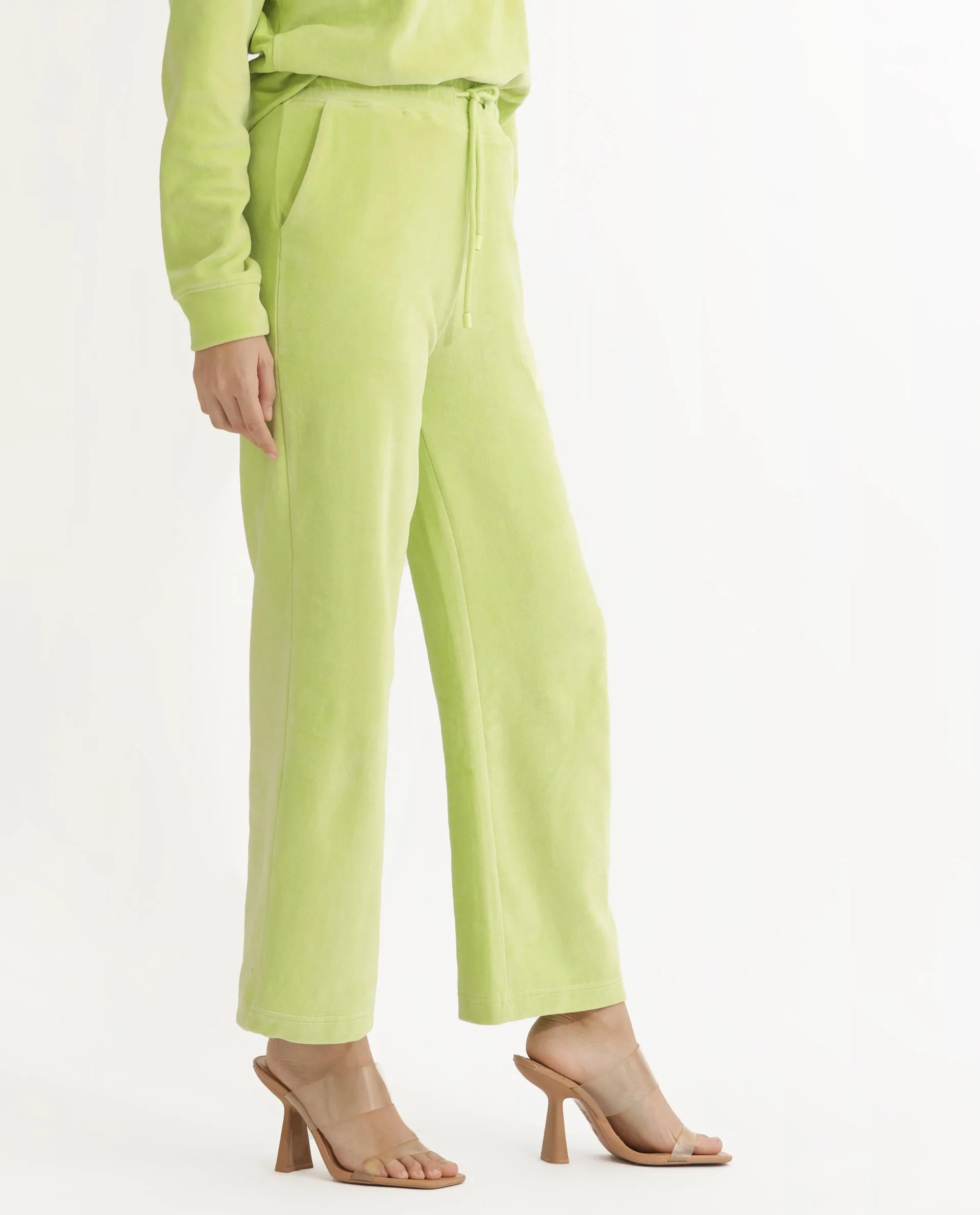 Rareism Women's Pazoo Tt Light Green Cotton Blend Plain Ankle Length Flared Track Pant - Image 6