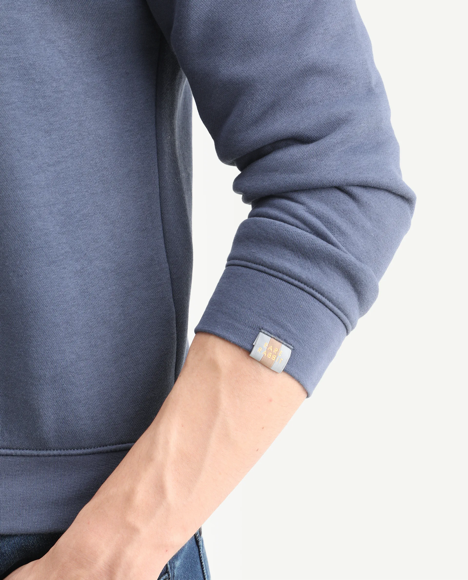 Rare Rabbit Men's Pearlz Blue Cotton Graphic Print Relaxed Fit Full Sleeve Crew Neck Sweatshirt - Image 5