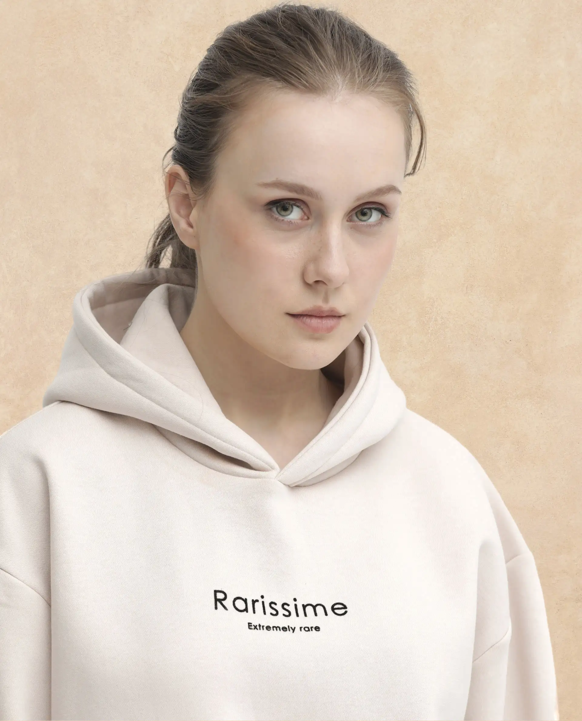 Rareism Women's Pearson Beige Polyester Blend Hooded Floral Print Cuffed Sleeve Regular Fit Sweatshirt - Image 3