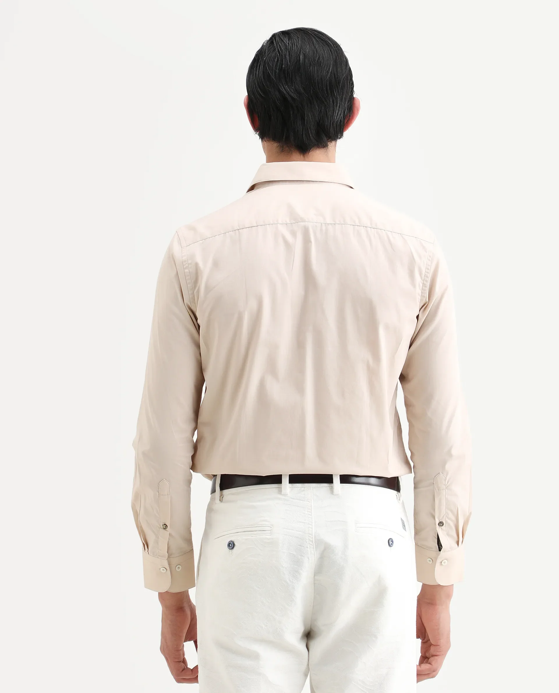 Rare Rabbit Men's Pedron Beige Cotton Plain Regular Fit Full Sleeve Collared Shirt - Image 7