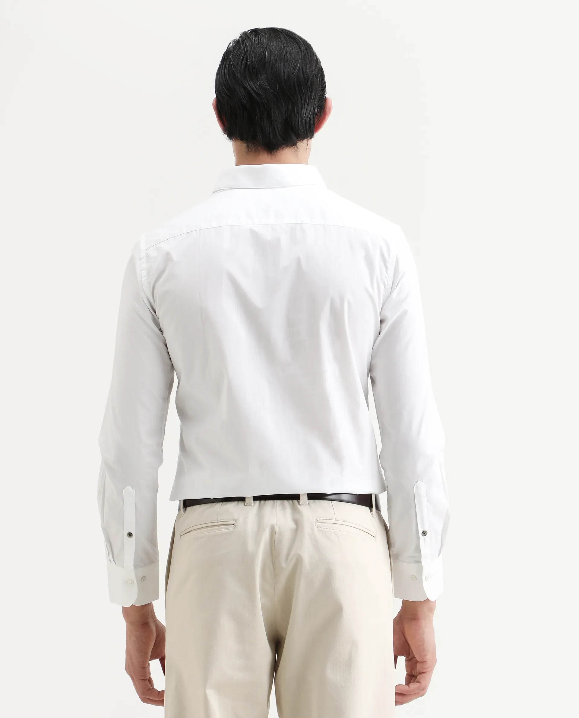 Rare Rabbit Men's Pedron White Cotton Plain Regular Fit Full Sleeve Collared Shirt - Image 8