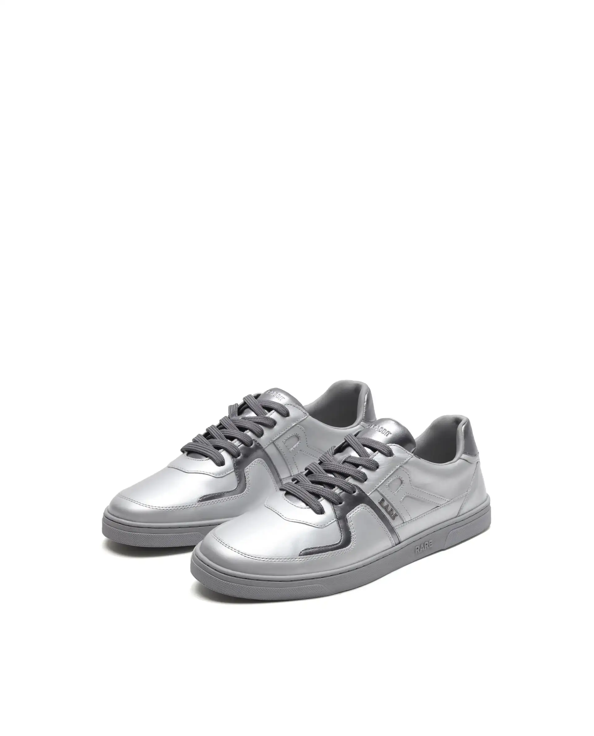 Rare Rabbit Men's Pegasus Silver Leather Lace-Up Closure Sneaker - Image 3