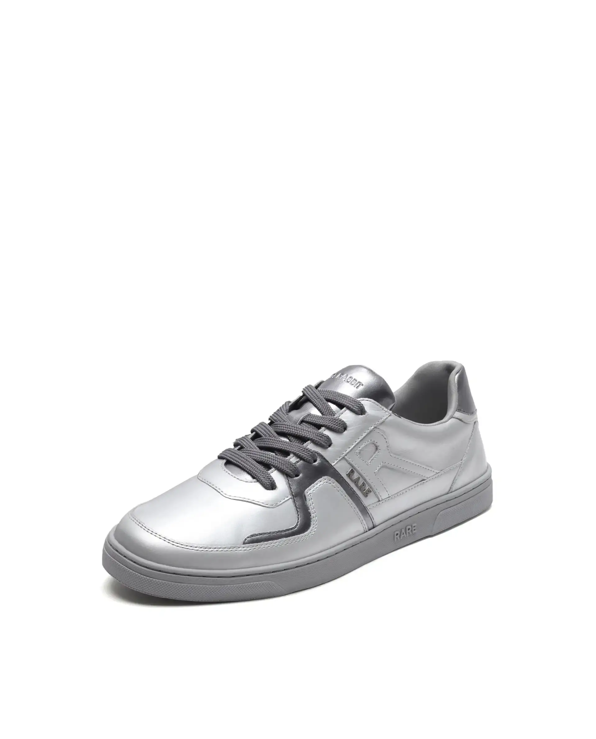 Rare Rabbit Men's Pegasus Silver Leather Lace-Up Closure Sneaker - Image 5