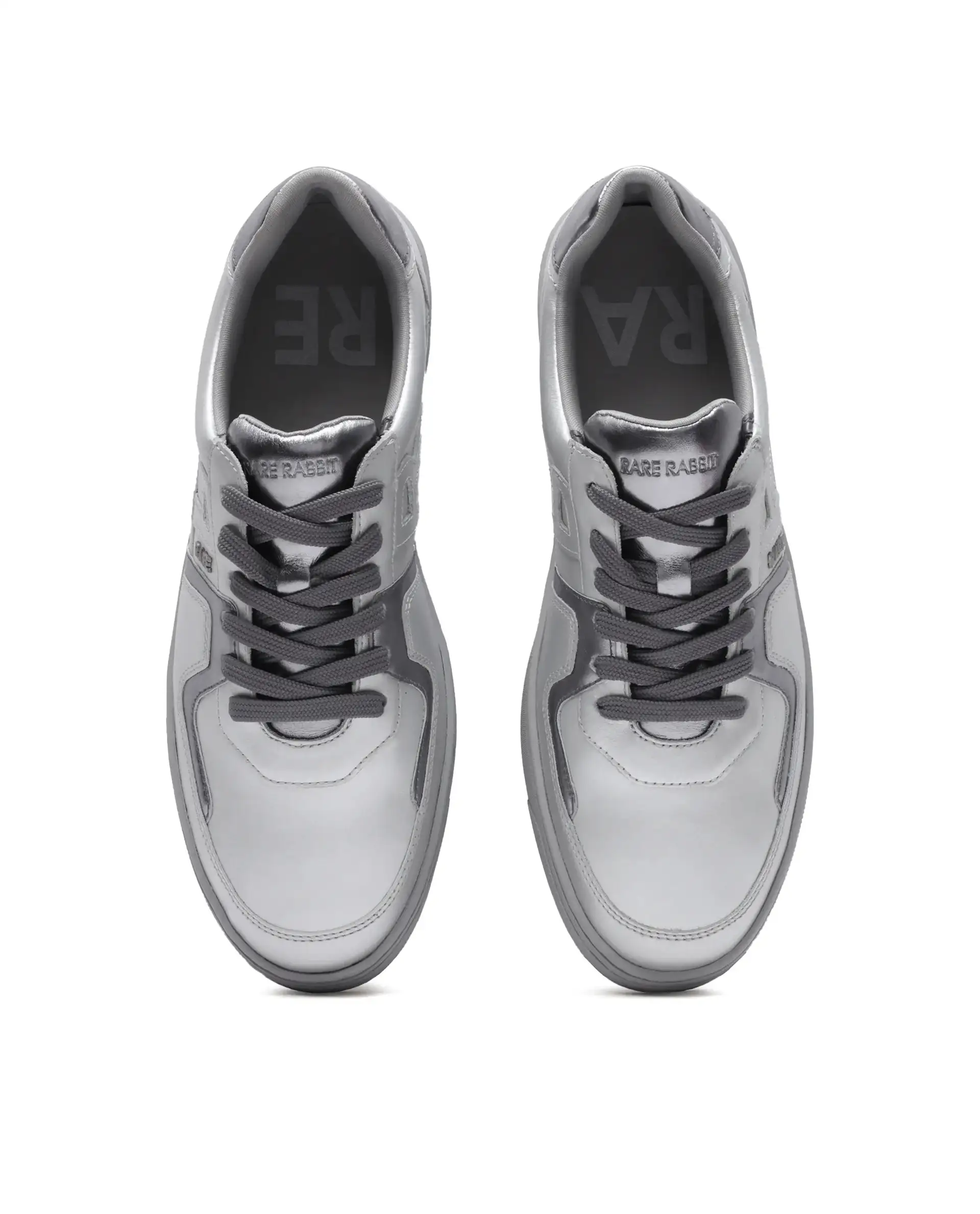 Rare Rabbit Men's Pegasus Silver Leather Lace-Up Closure Sneaker - Image 9