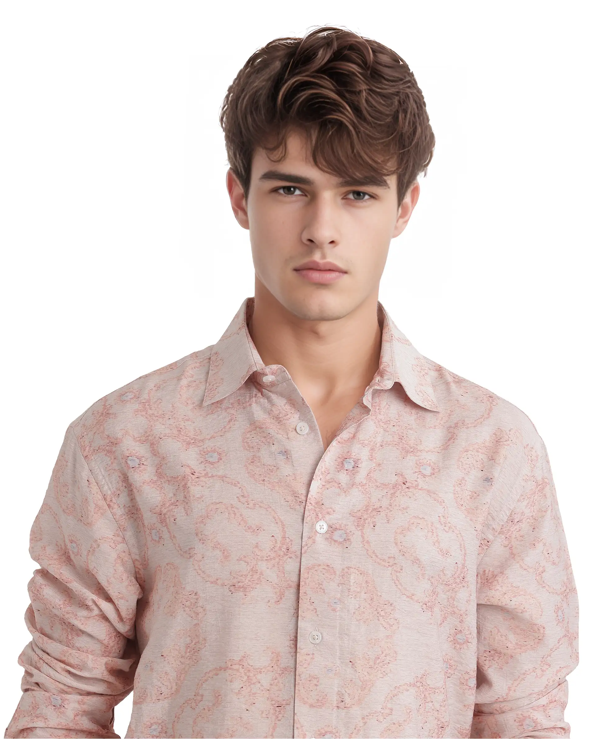 Rare Rabbit Men's Pelden Dusky Pink Viscose Blend Floral Print Regular Fit Full Sleeve Collared Shirt - Image 7