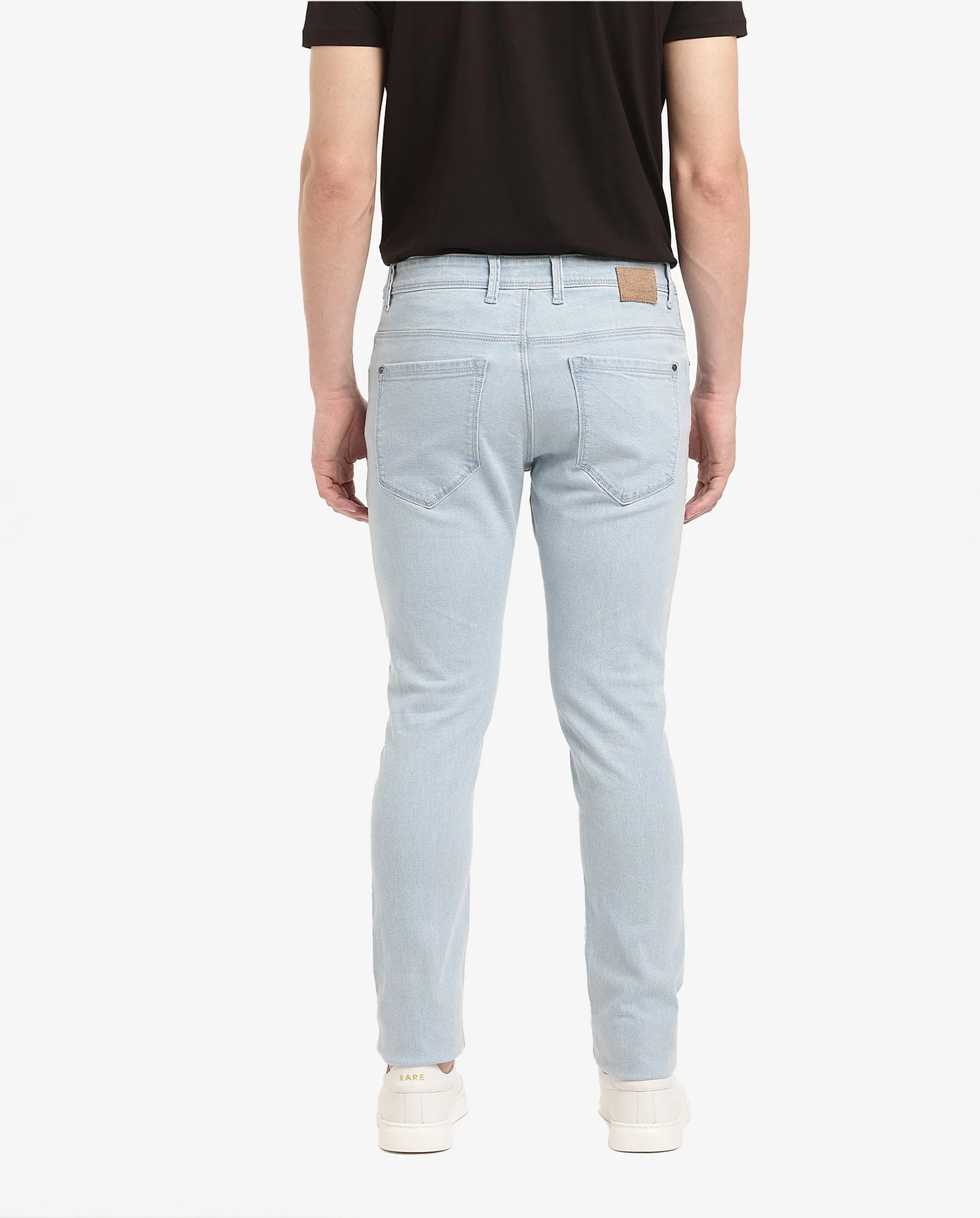 Rare Rabbit Men's Pelin Light Blue Cotton Blend Plain Hawk Slim Fit Jeans - Image 7