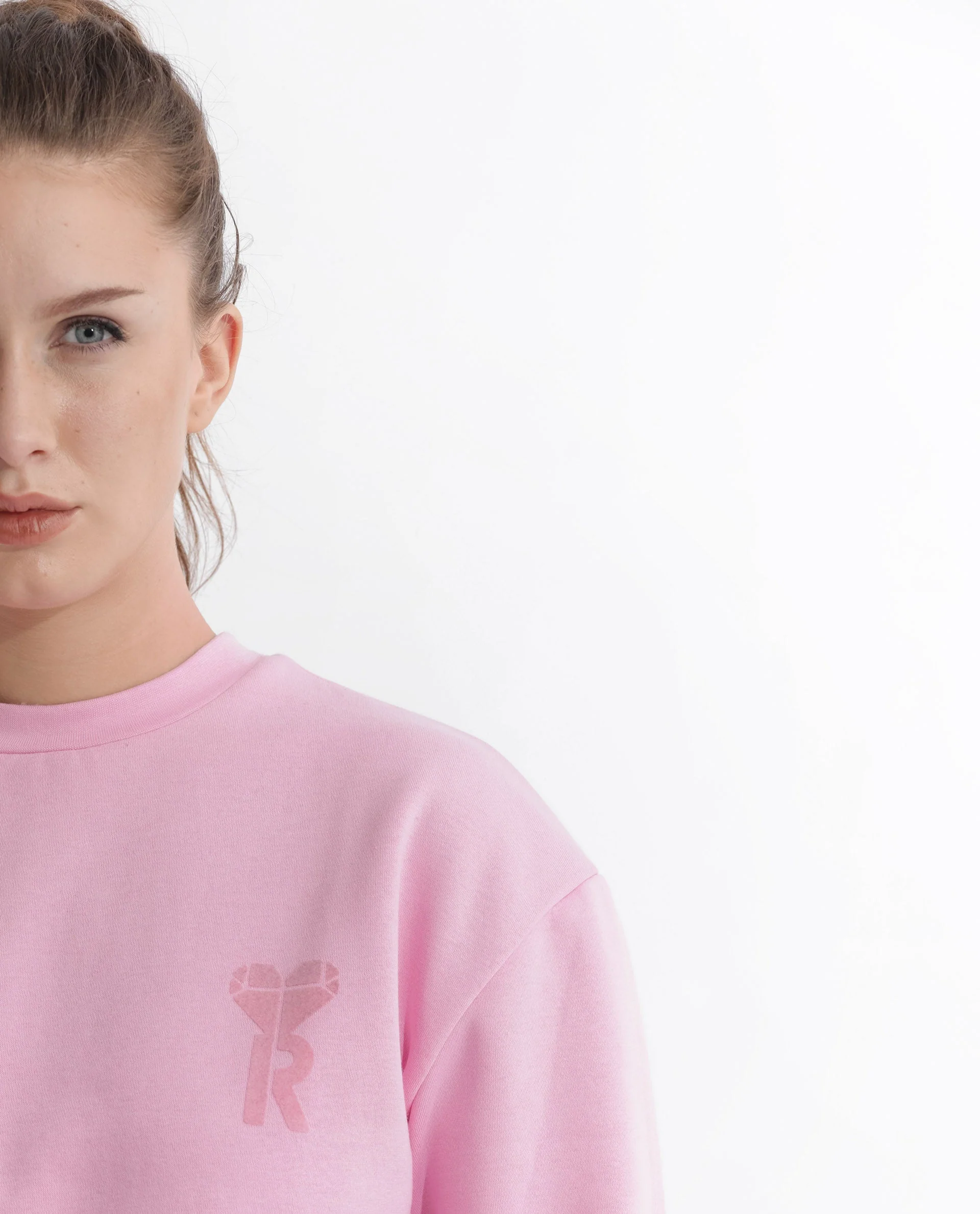Rareism Women's Pelser Light Pink Polyester Blend Ribbed Collar Plain Cuffed Sleeve Relaxed Fit Sweatshirt - Image 13