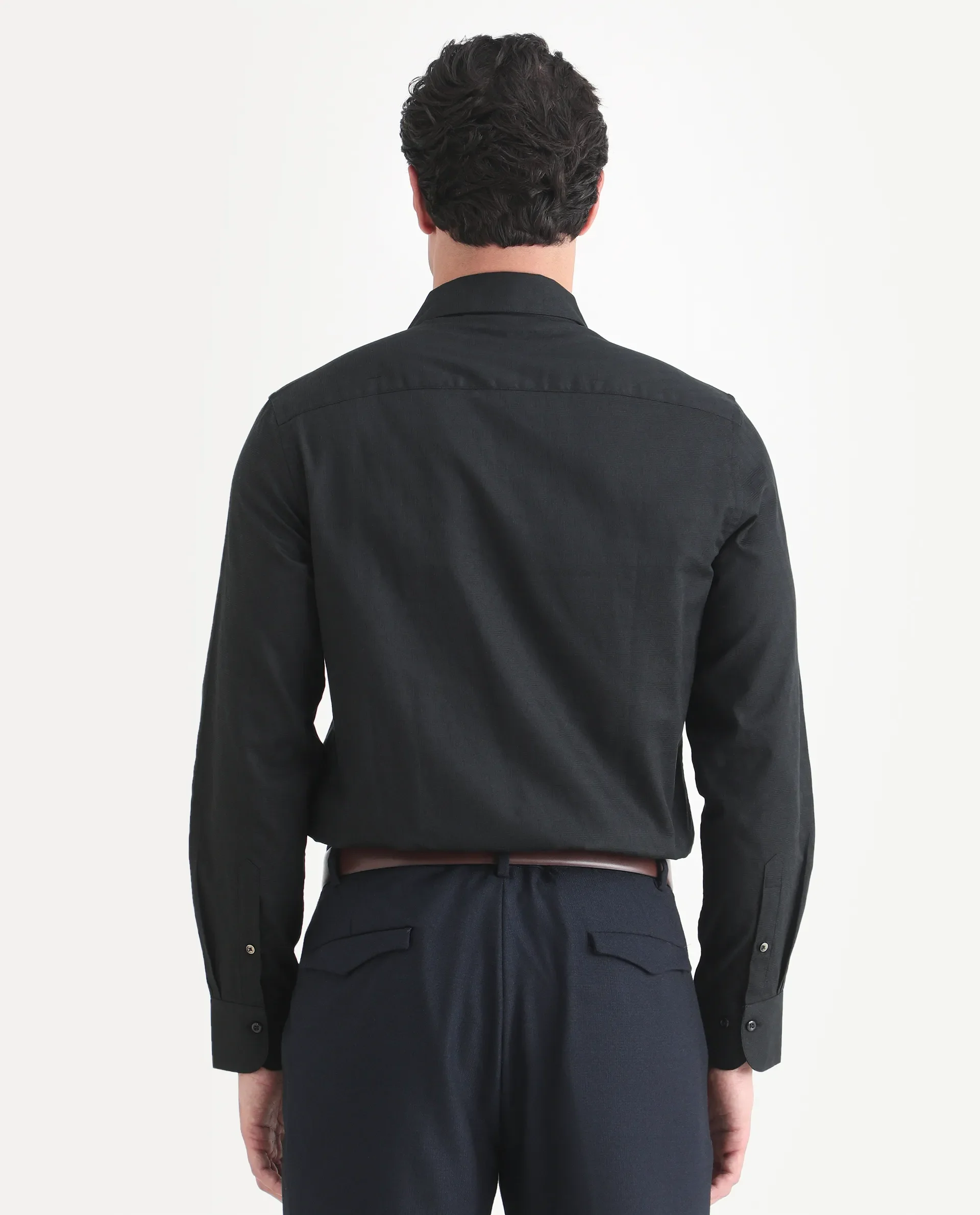 Rare Rabbit Men's Pemo Black Cotton Full Sleeve Spread Collar Regular Fit Jacquard Shirt - Image 7