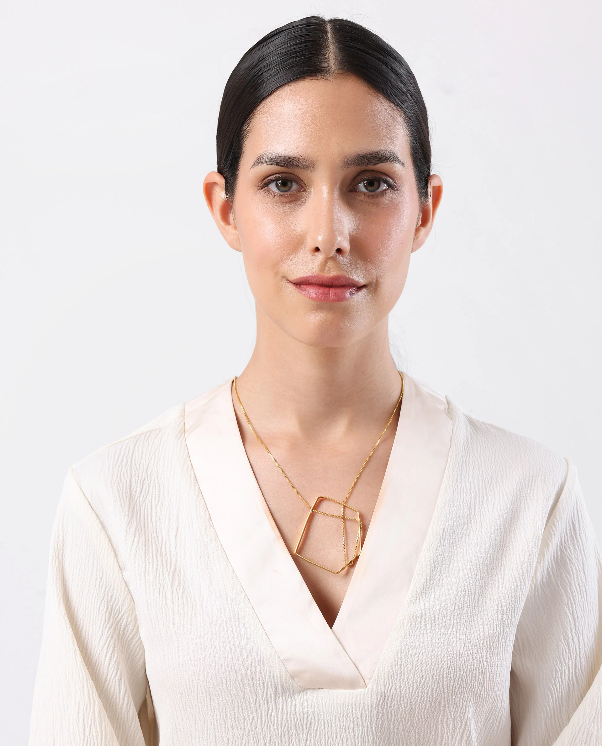 Rareism Women Pentagon Gold Necklace - Image 3