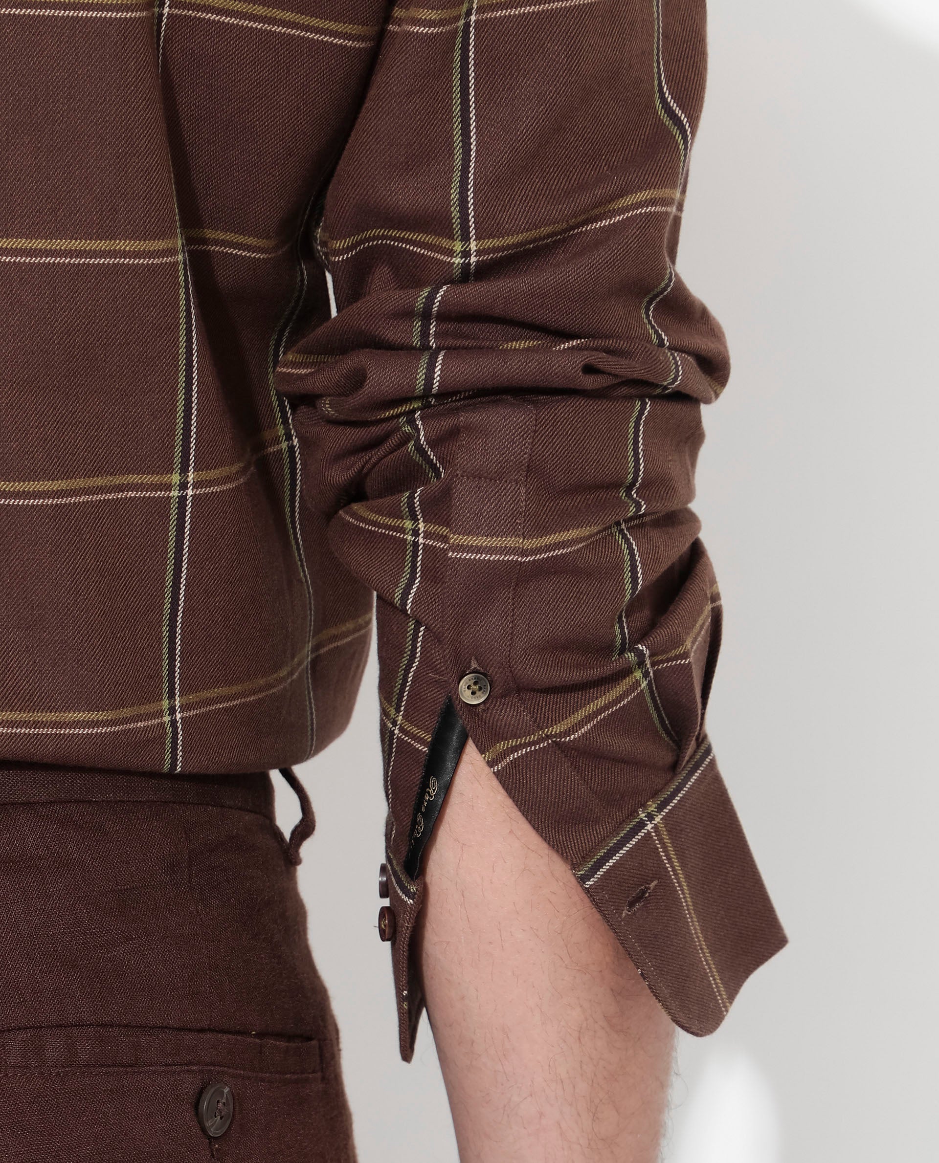 Rare Rabbit Men's Penza Brown Cotton Checked Print Regular Fit Full Sleeve Collared Shirt - Image 5