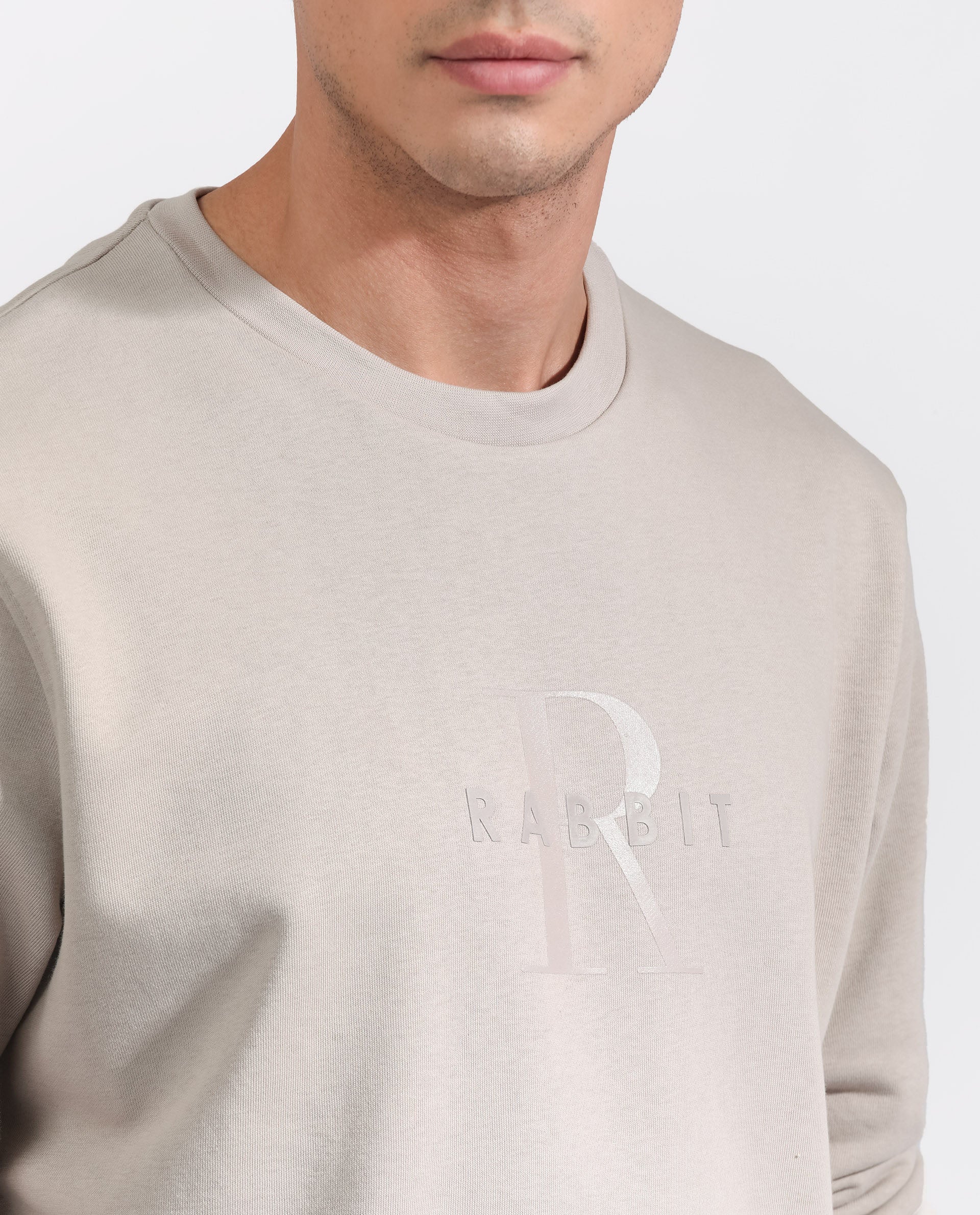 Rare Rabbit Men's Perez Beige Cotton Graphic Print Relaxed Fit Full Sleeve Crew Neck Sweatshirt - Image 10