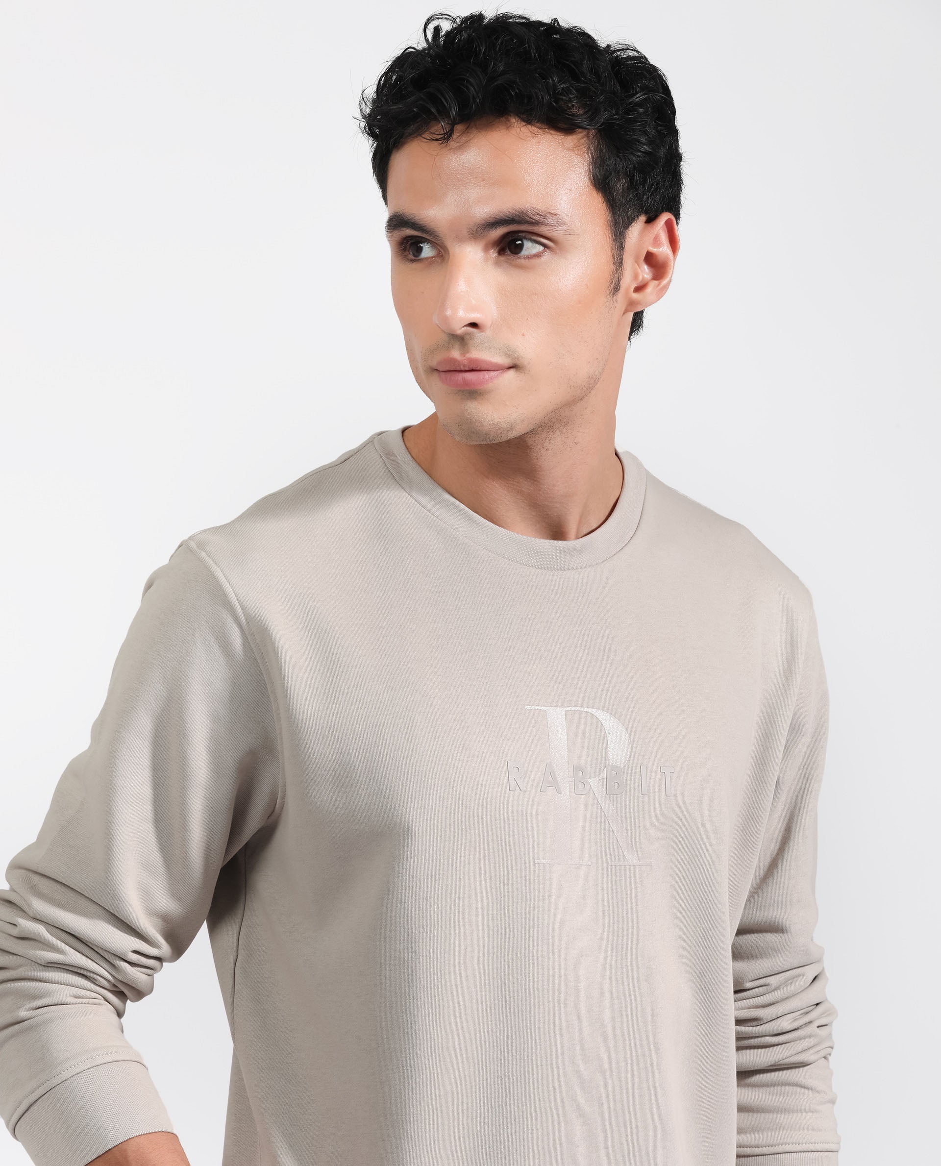 Rare Rabbit Men's Perez Beige Cotton Graphic Print Relaxed Fit Full Sleeve Crew Neck Sweatshirt - Image 11