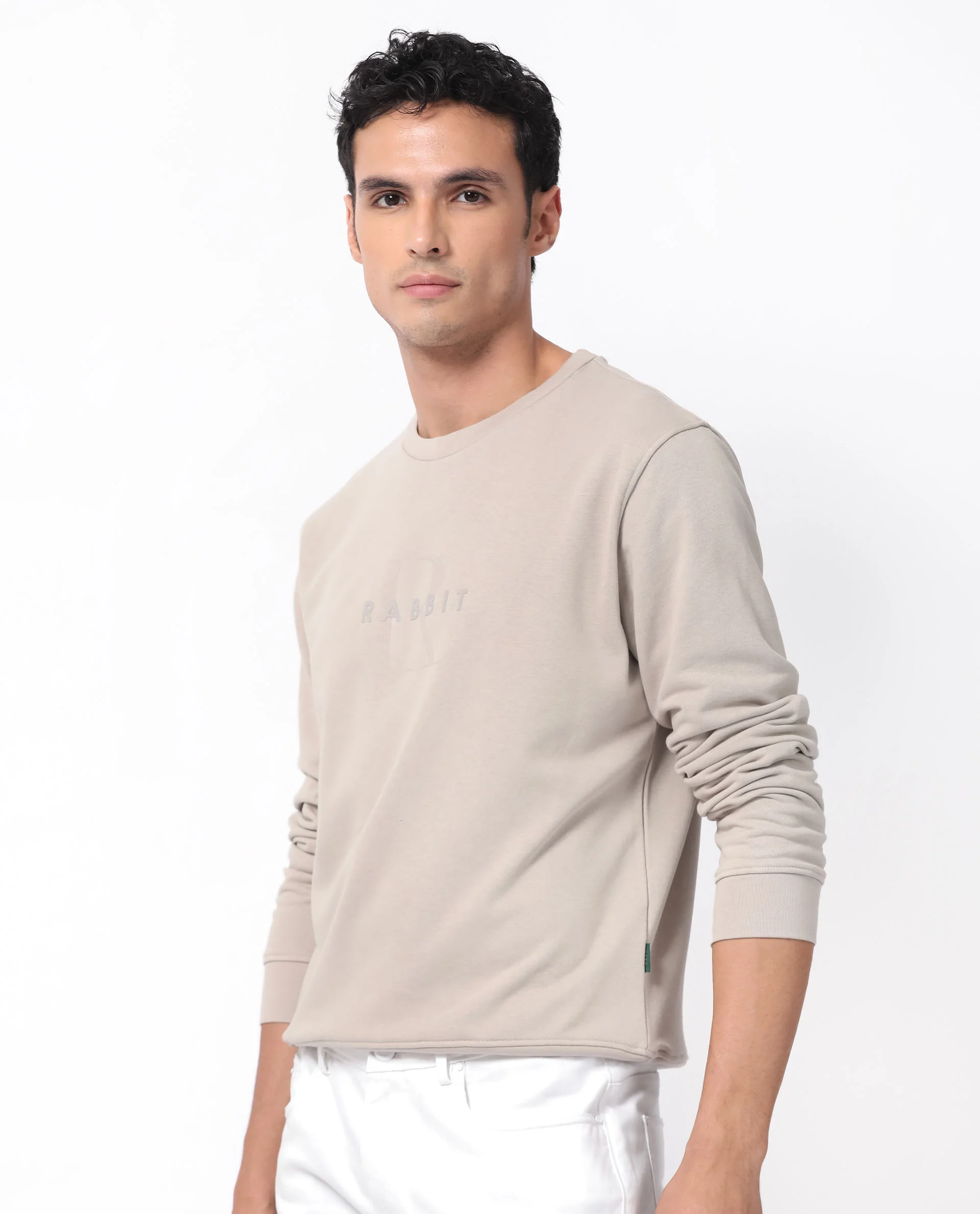 Rare Rabbit Men's Perez Beige Cotton Graphic Print Relaxed Fit Full Sleeve Crew Neck Sweatshirt - Image 5
