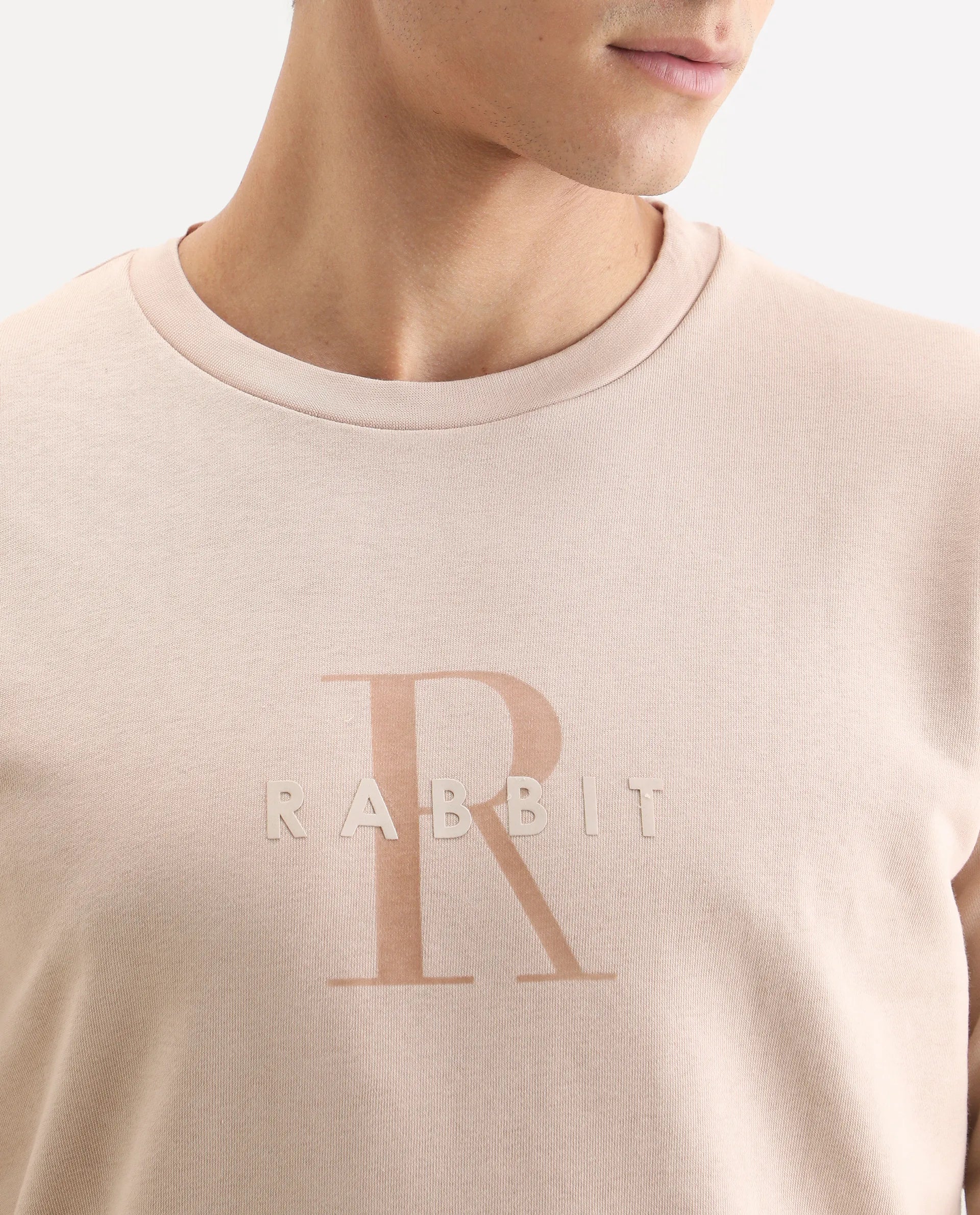 Rare Rabbit Men's Perez Peach Cotton Graphic Print Relaxed Fit Full Sleeve Crew Neck Sweatshirt - Image 4