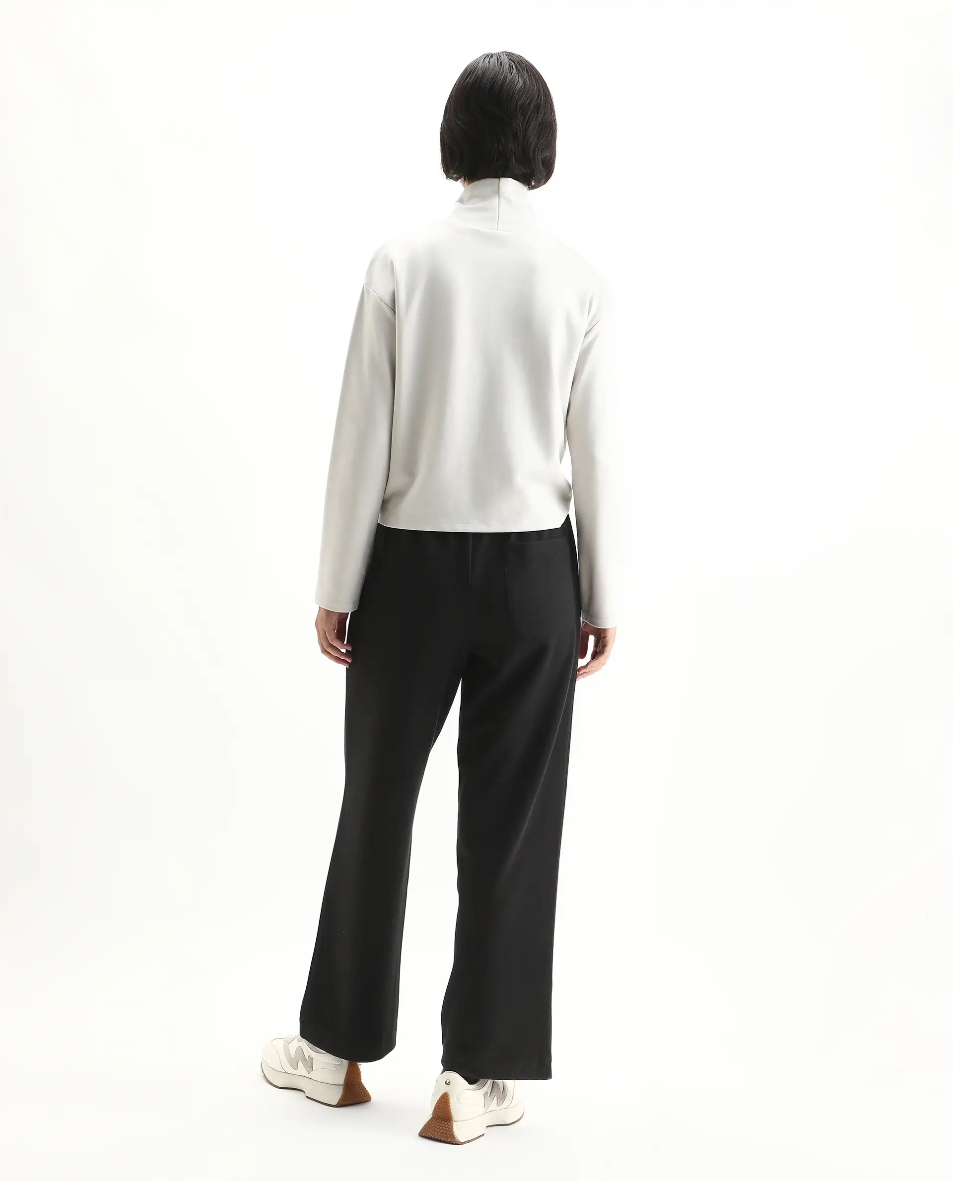 Rareism Women's Perk Black Cotton Blend Wide Ankle Length Printed Track Pant - Image 5