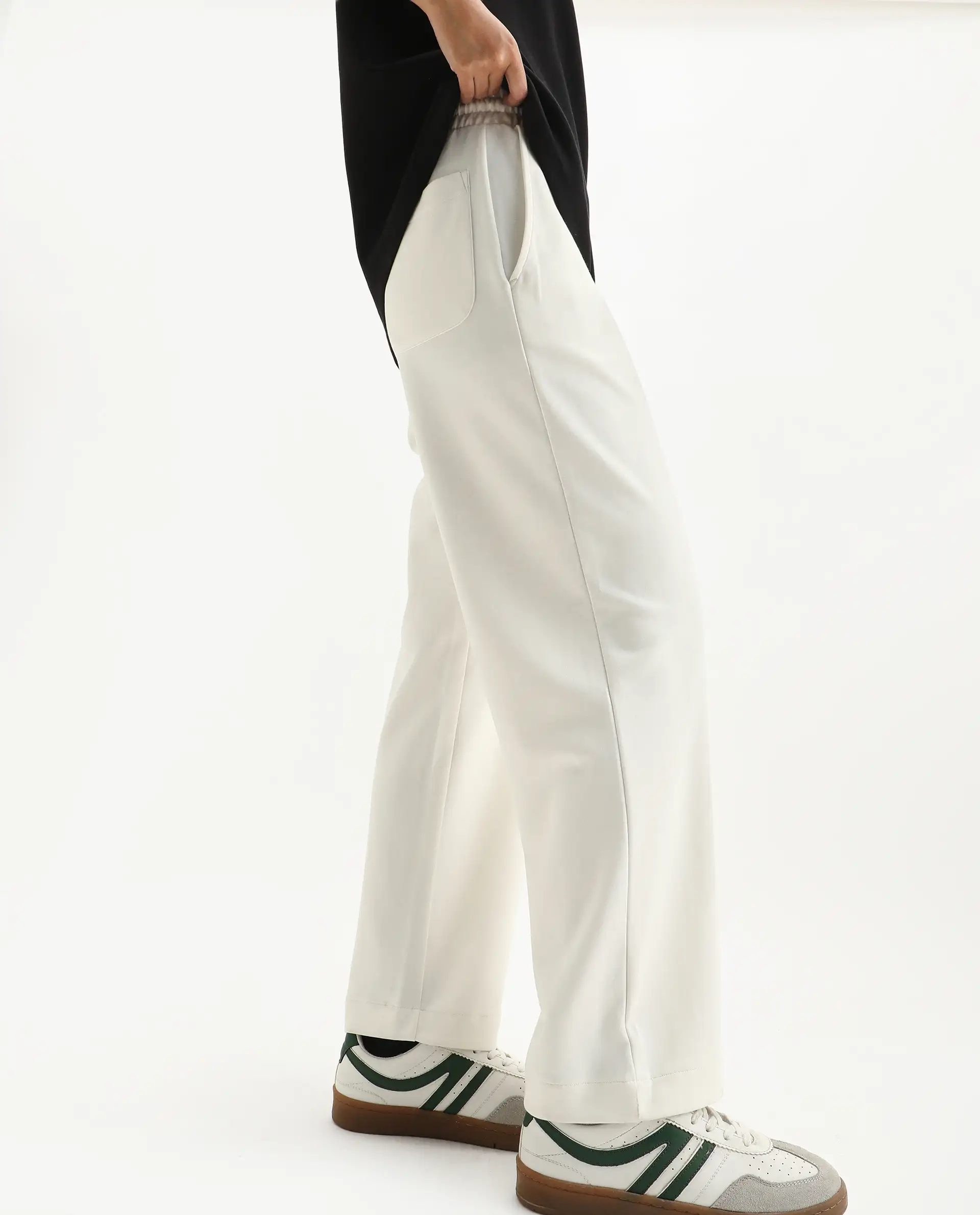 Rareism Women's Perk Off White Cotton Blend Wide Ankle Length Printed Track Pant - Image 2