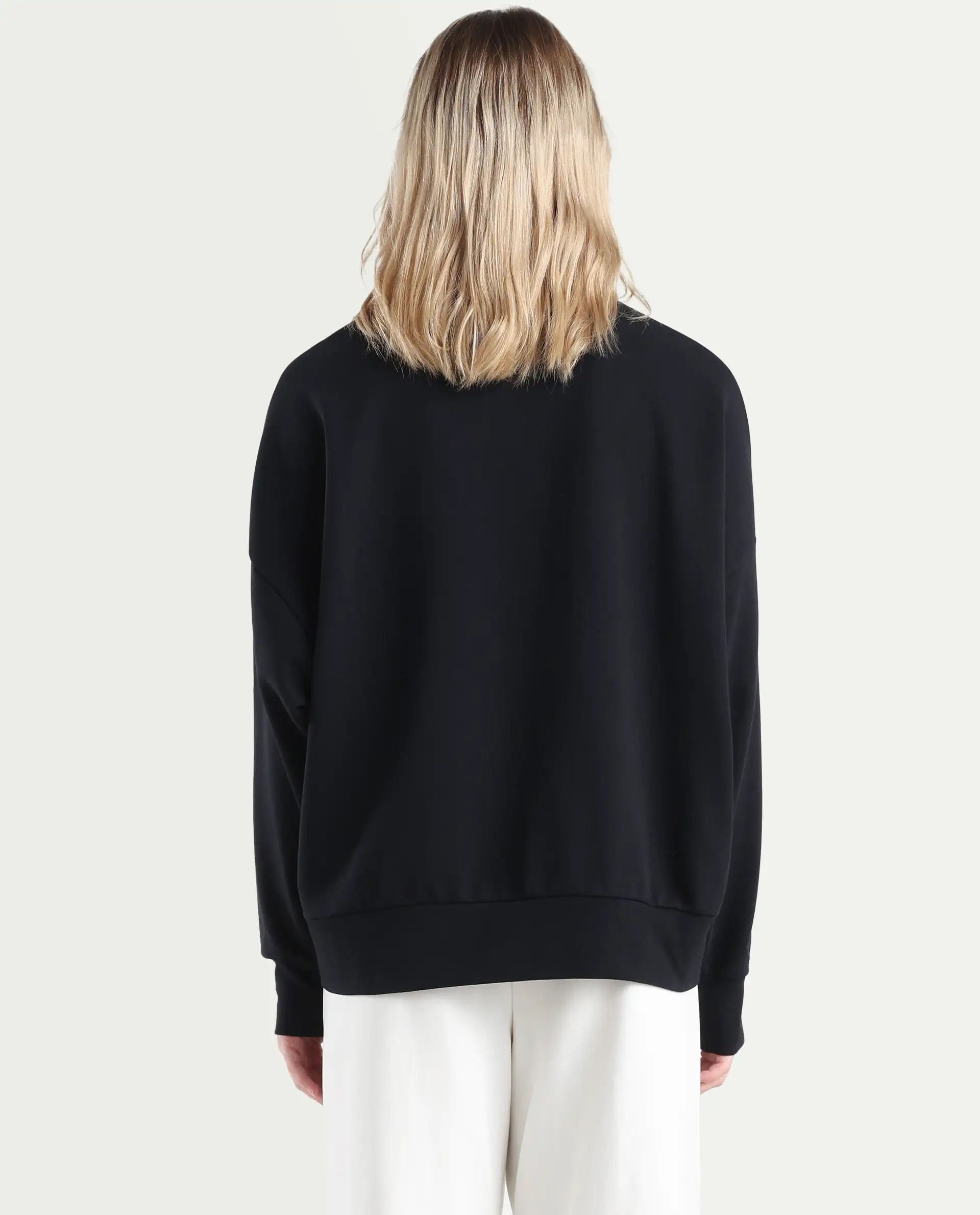 Rareism Women's Perl Black Cotton Blend Crew Neck Relaxed Fit Printed Sweatshirt - Image 7