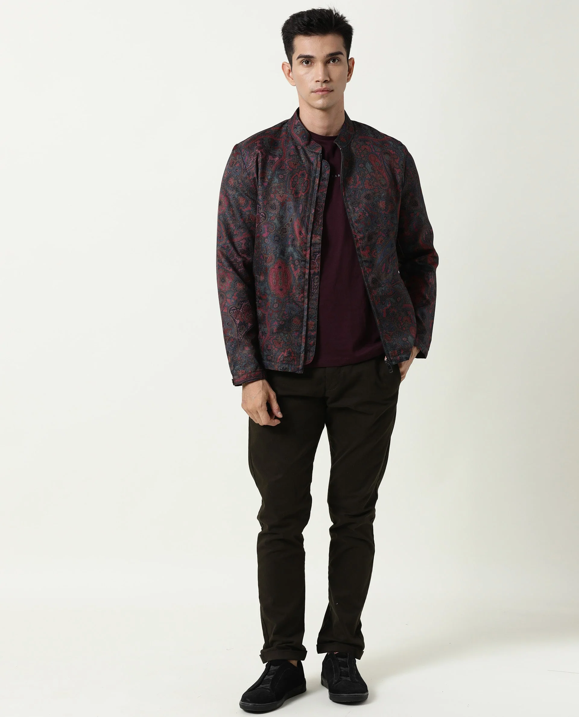 Rare Rabbit Men's Persi Pink Cotton Printed Slim Fit Full Sleeve Mandarin Collar Jacket - Image 6