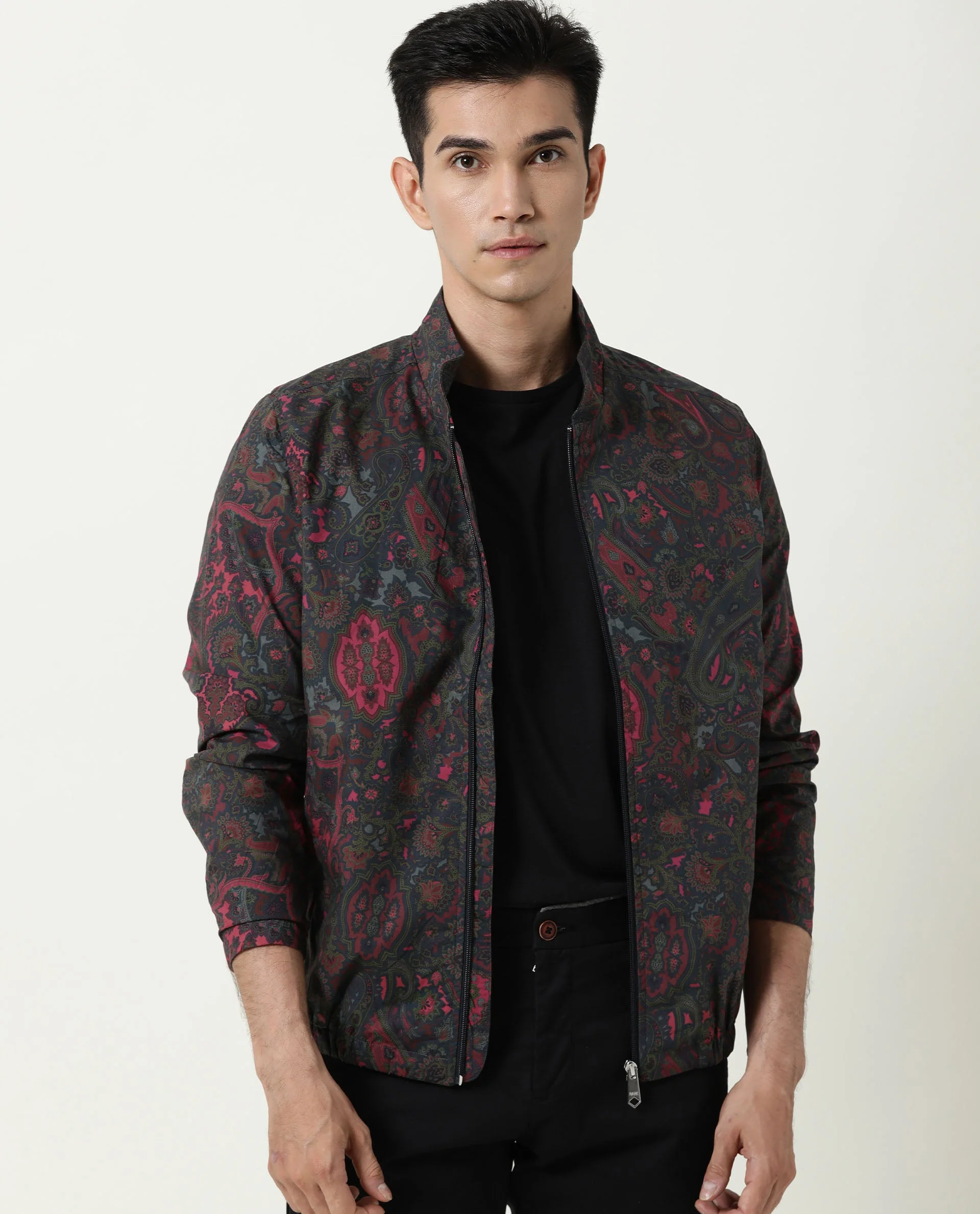 Rare Rabbit Men's Persi Pink Cotton Printed Slim Fit Full Sleeve Mandarin Collar Jacket - Image 7